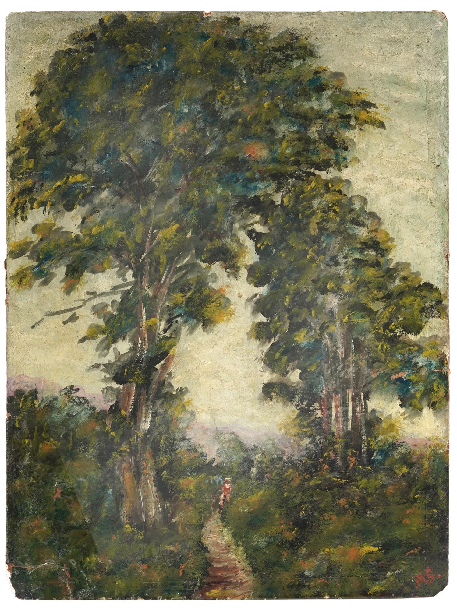 ANTIQUE 19TH CENT LANDSCAPE OIL PAINTING SIGNED (1 of 6)