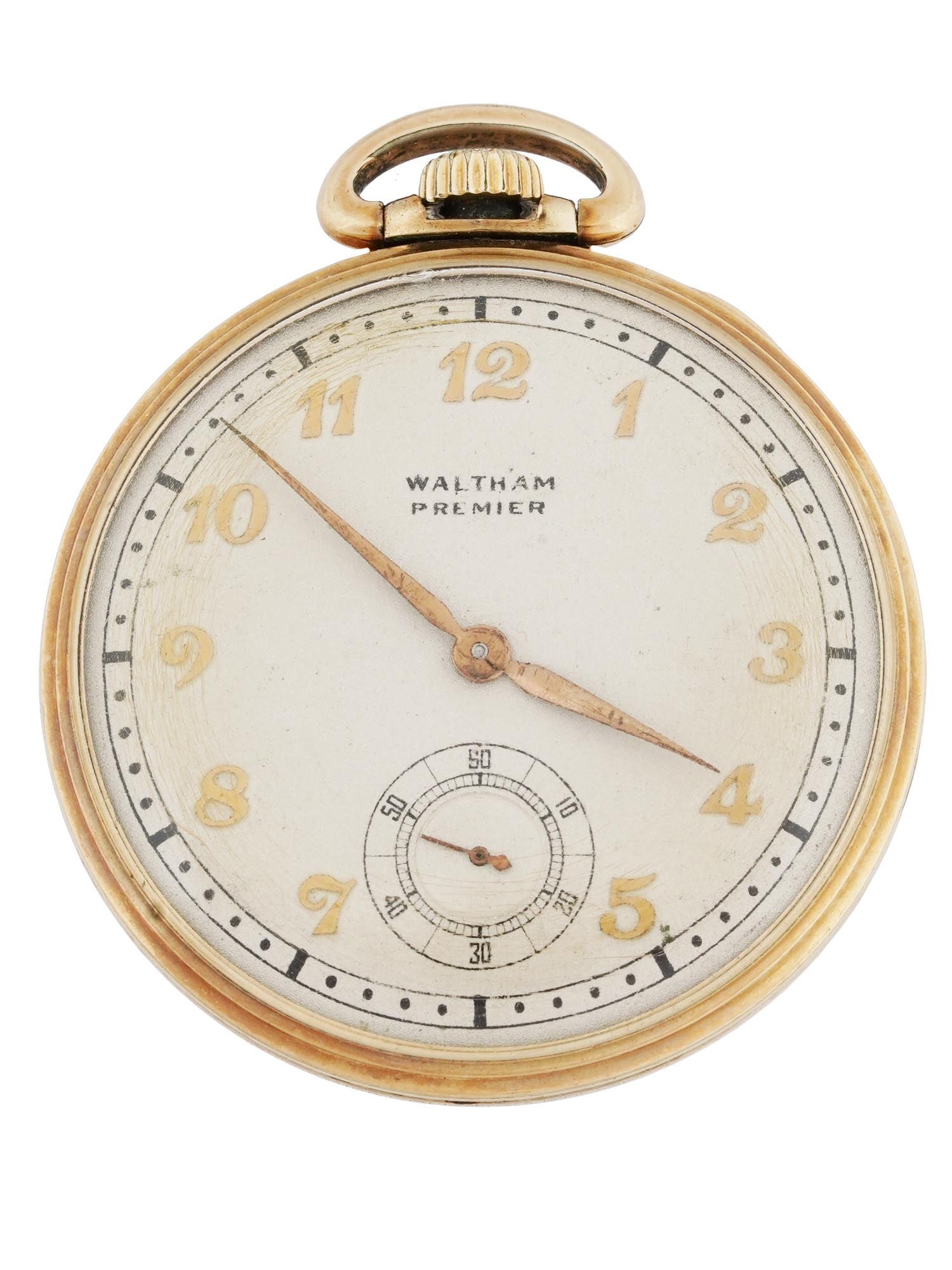 MID CENT WALTHAM PREMIER GOLD PLATED POCKET WATCH (1 of 8)