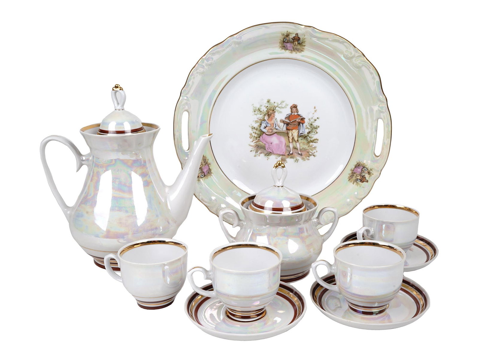 VINTAGE POLISH PORCELAIN TRAY AND RUSSIAN TEA SET (1 of 9)