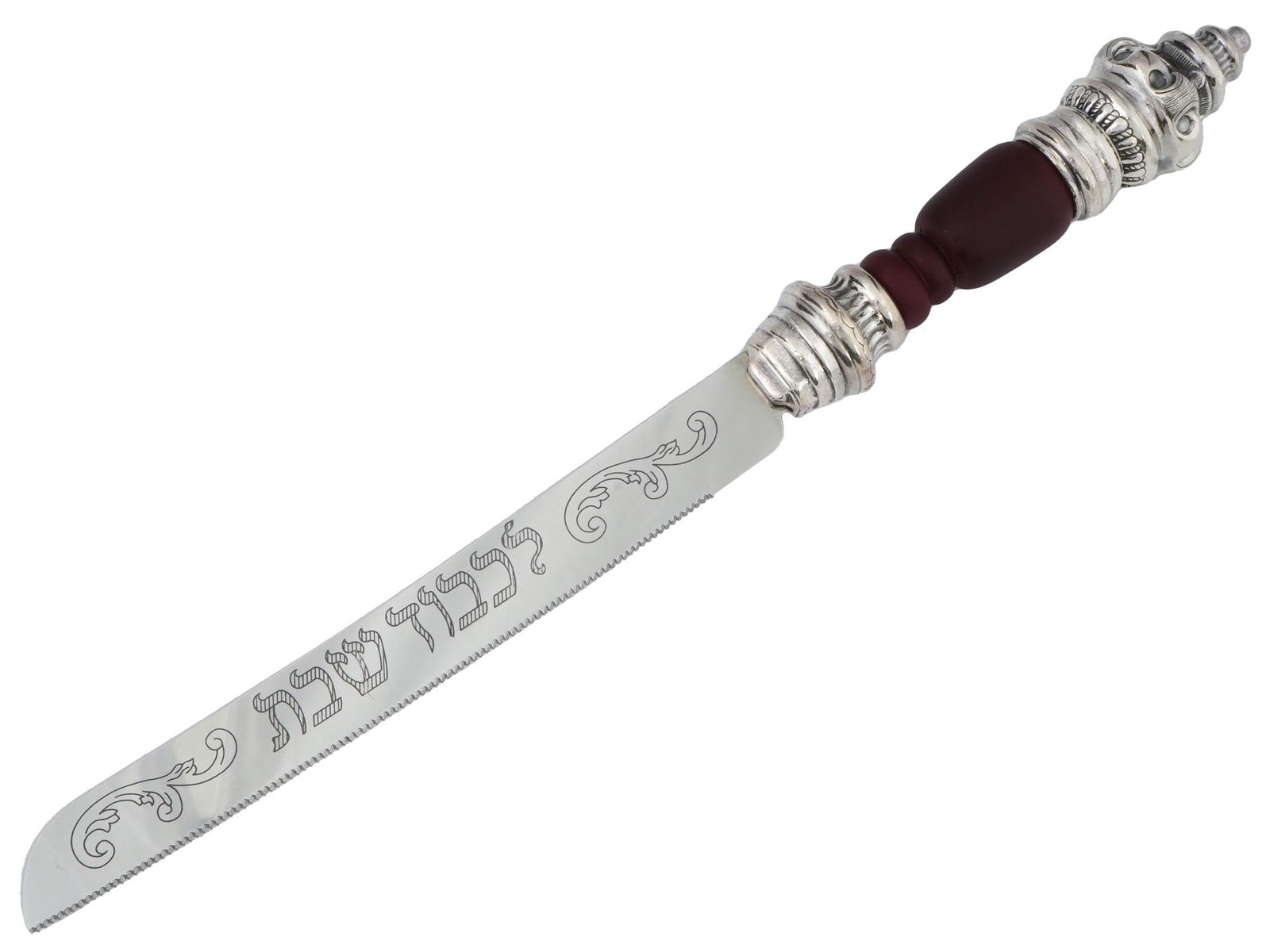JUDAICA SHEFFIELD STEEL AND SILVER CHALLAH KNIFE (1 of 6)