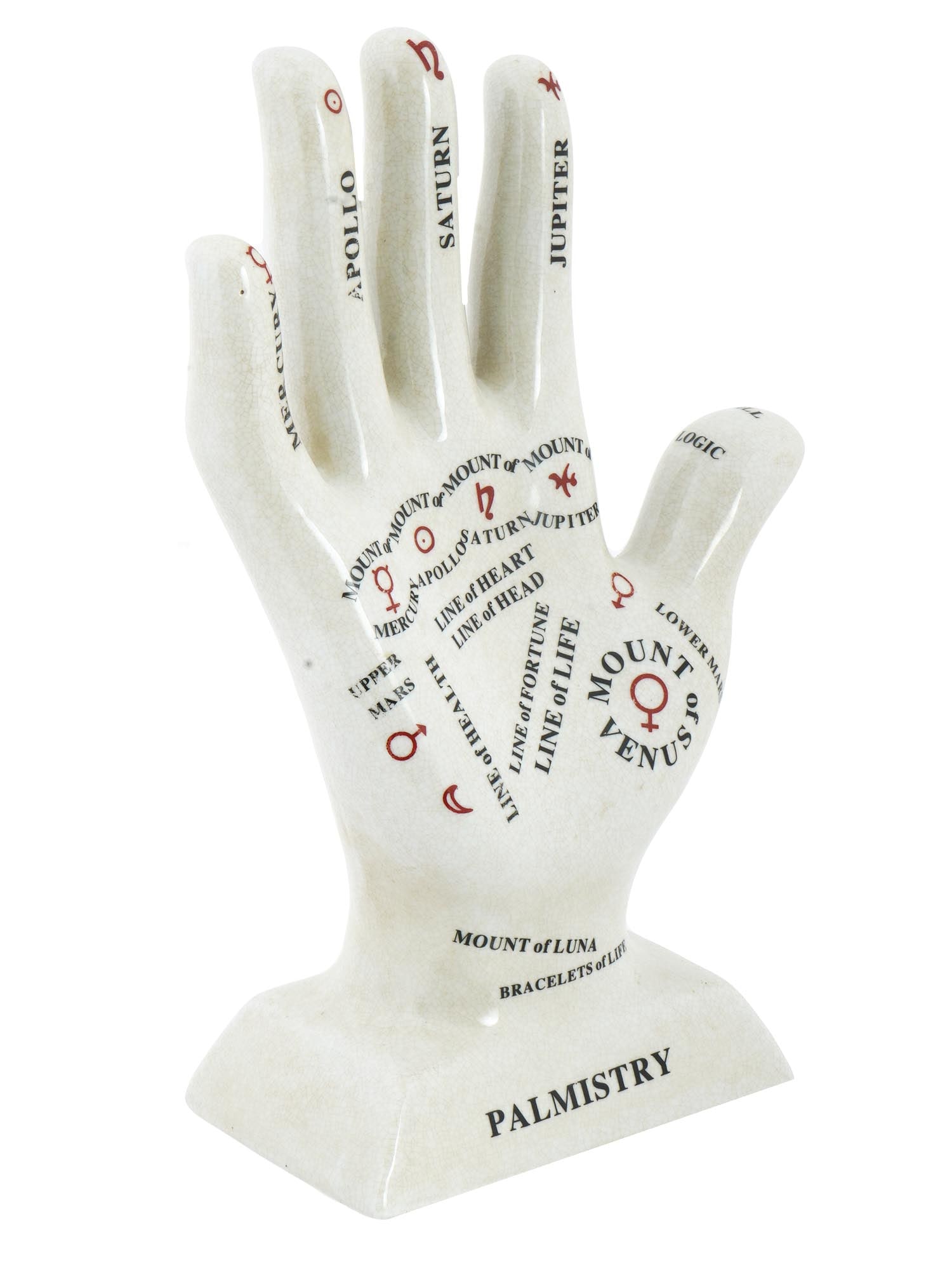 GLAZED CERAMIC PALMISTRY HAND MODEL SCULPTURE (1 of 7)