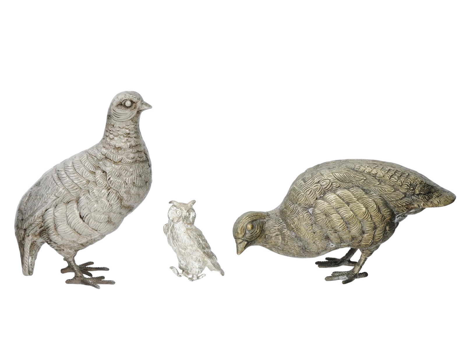 LOT OF THREE VINTAGE ENGLISH METAL BIRD FIGURES (1 of 9)