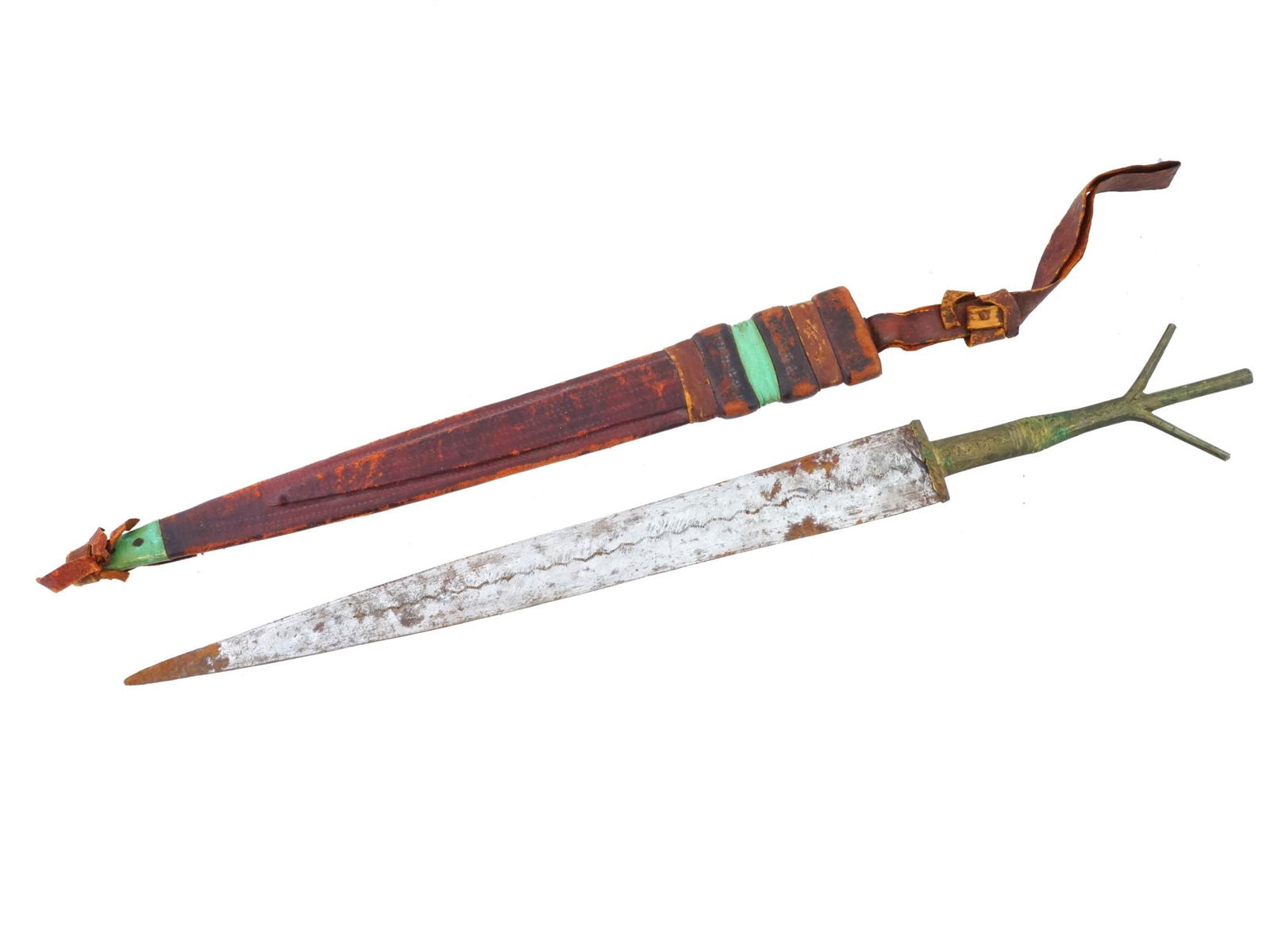 ANTIQUE AFRICAN TUAREG PEOPLE STEEL DAGGER C 1900 (1 of 9)