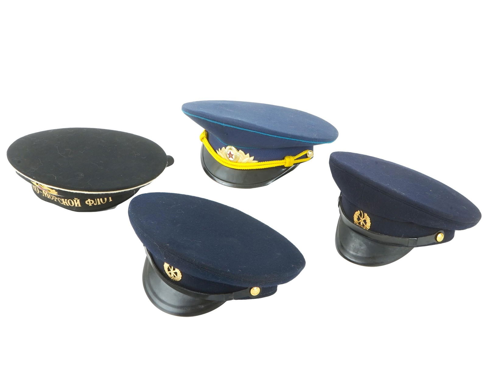 GROUP OF FOUR SOVIET COLD WAR MILITARY VISOR HATS (1 of 10)