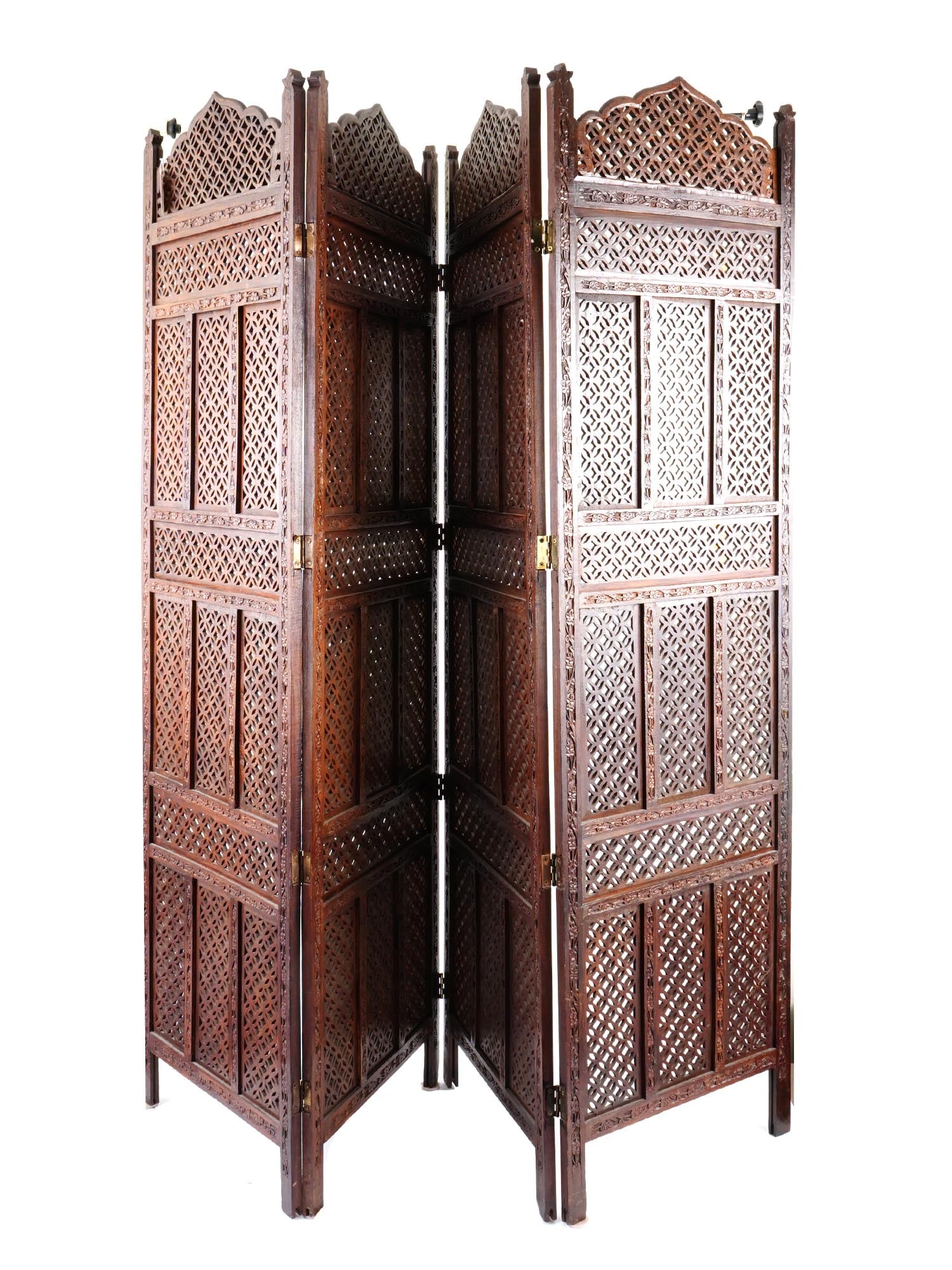 ANTIQUE FOUR PANEL WOOD CARVED ROOM DIVIDER (1 of 6)