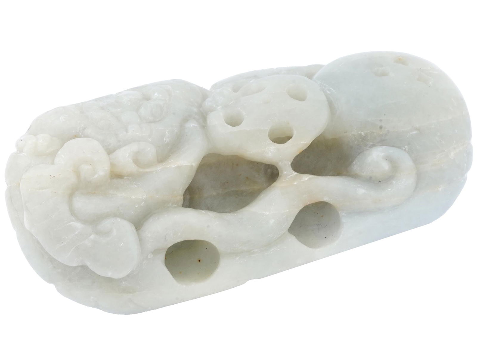 LARGE CHINESE LOTUS HAND CARVED JADE AMULET PENDANT (1 of 6)