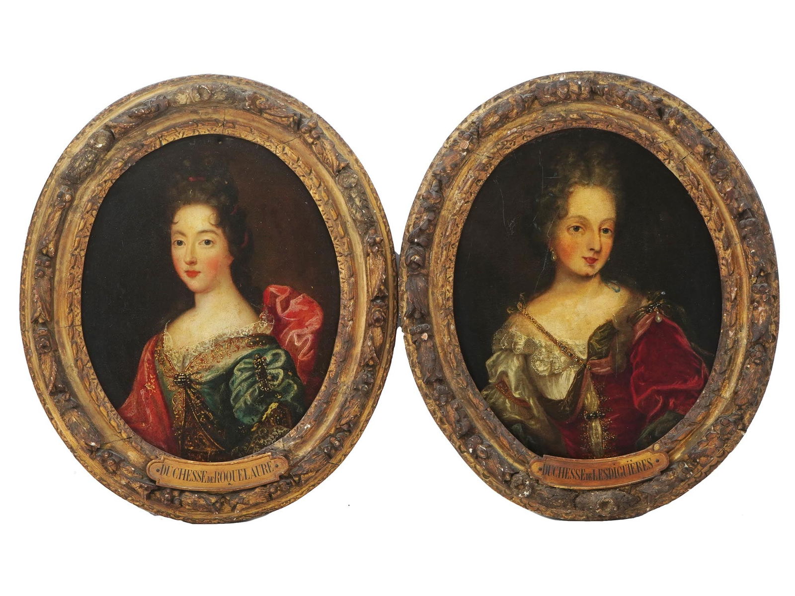 ANTIQUE FRENCH NOBLE FEMALE PORTRAIT OIL PAINTINGS (1 of 8)