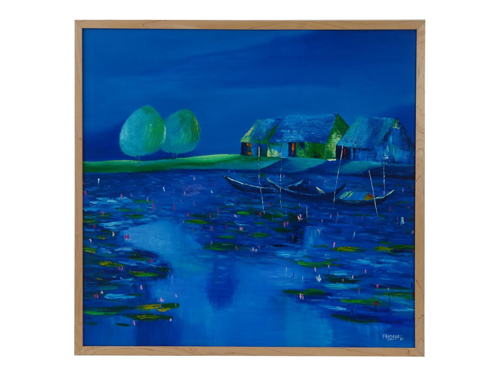 ATTR DAO HAI PHONG VIETNAMESE VILLAGE OIL PAINTING (1 of 4)