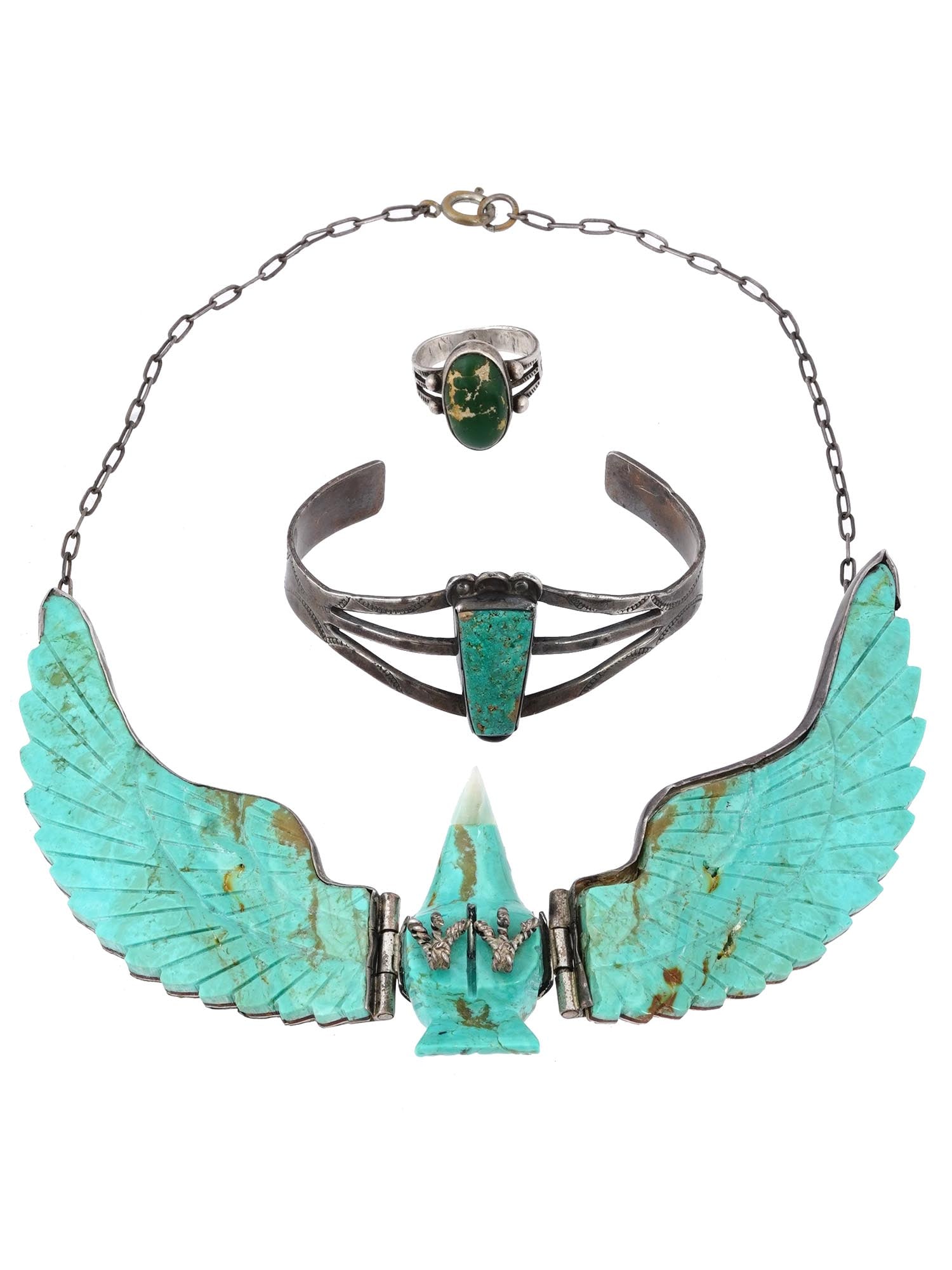 NATIVE AMERICAN STERLING SILVER TURQUOISE JEWELRY (1 of 10)