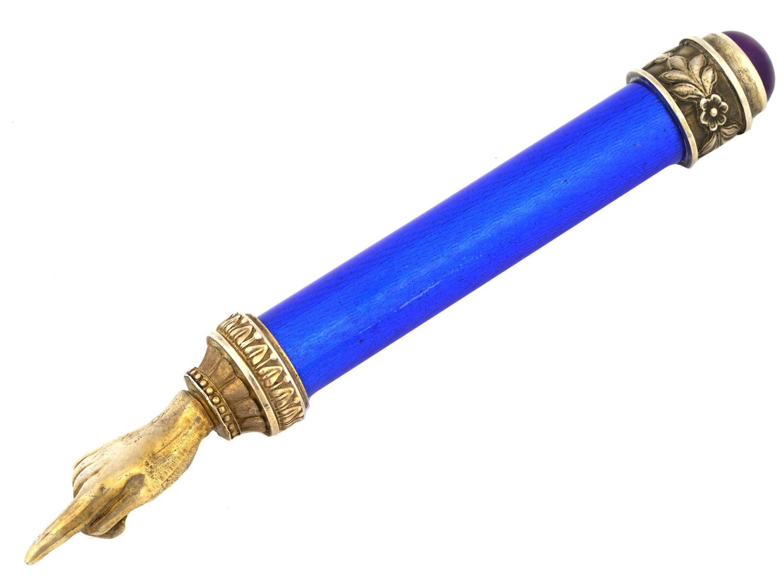 RUSSIAN SILVER GUILLOCHE ENAMEL JUDAICA TORAH POINTER (1 of 4)