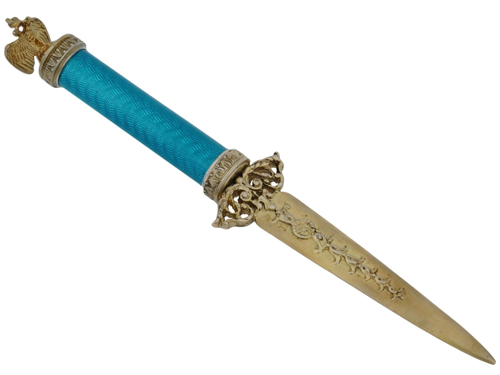 RUSSIAN SILVER GUILLOCHE ENAMEL LETTER OPENER (1 of 7)