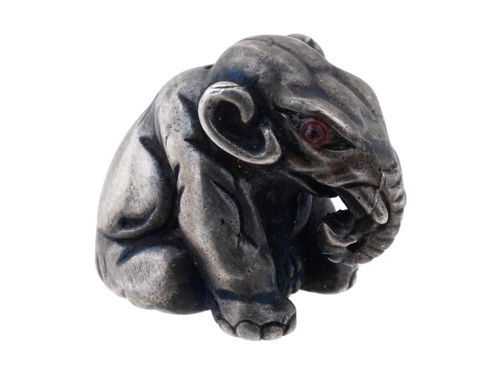 RUSSIAN 88 SILVER RUBY EYES FIGURINE OF ELEPHANT (1 of 8)