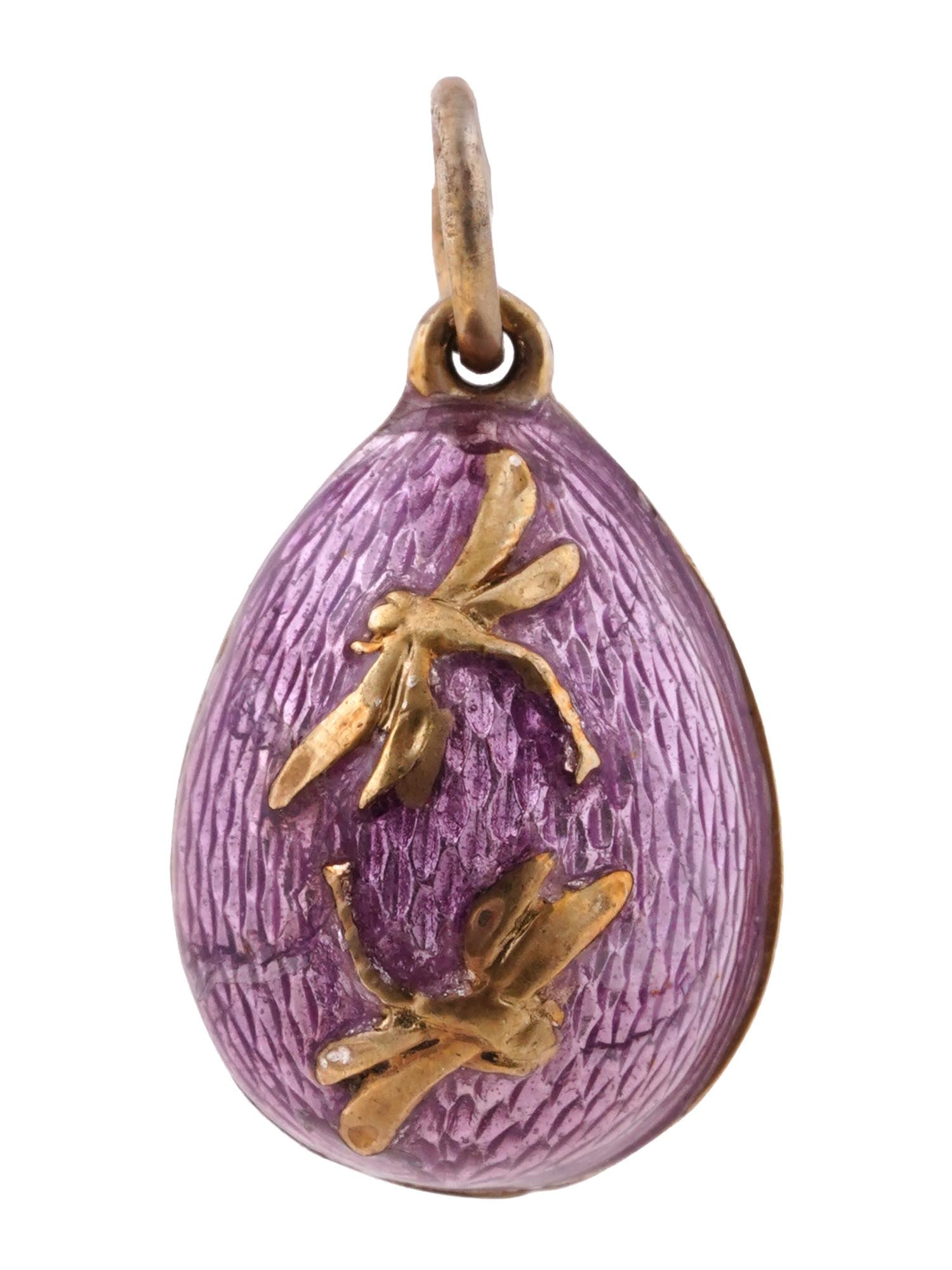 RUSSIAN GILT SILVER ENAMEL DRAGONFLY EGG PENDANT (1 of 5)