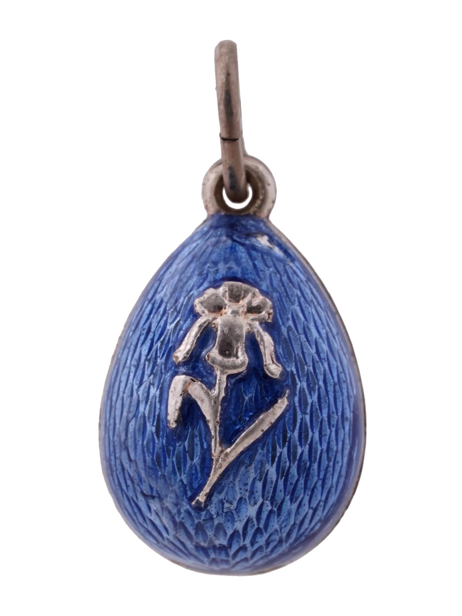 RUSSIAN SILVER ENAMEL FLOWER EASTER EGG PENDANT (1 of 5)