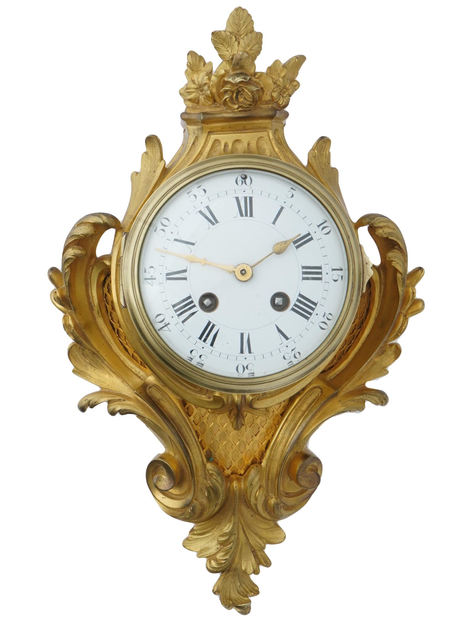 ANTIQUE FRENCH GILT BRONZE CARTEL CLOCK FOLIATE DESIGN (1 of 8)