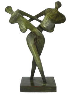 SCULPTURE STUDY FOR LA DANSE AFTER SOREL ETROG: After Sorel Etrog, Israeli Canadian, 1933 to 2014, a bronze sculpture depicting two figures titled Study for La Dans, circa the late 1960s. Inscribed to the base. Sorel Etrog was a Romanian-born artis