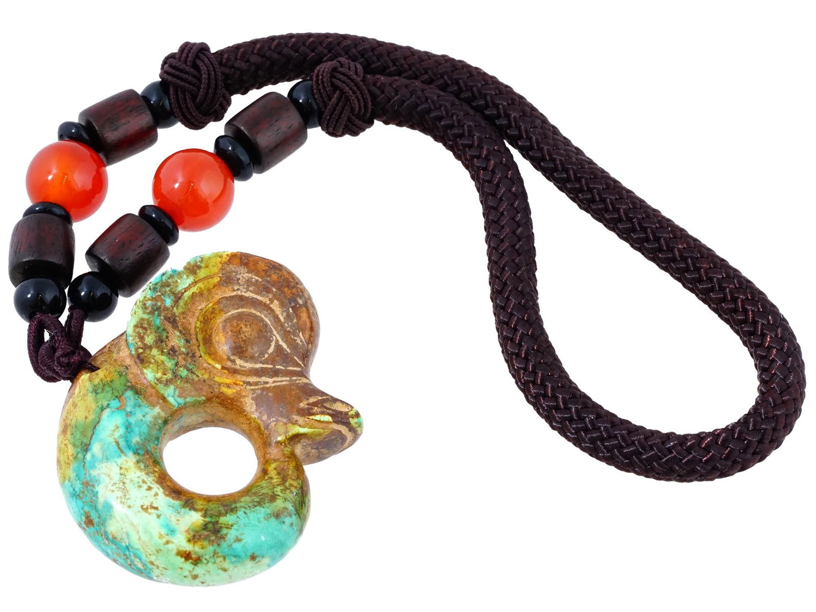 ANTIQUE CHINESE CARVED GREEN JADE AMULET PENDANT (1 of 5)