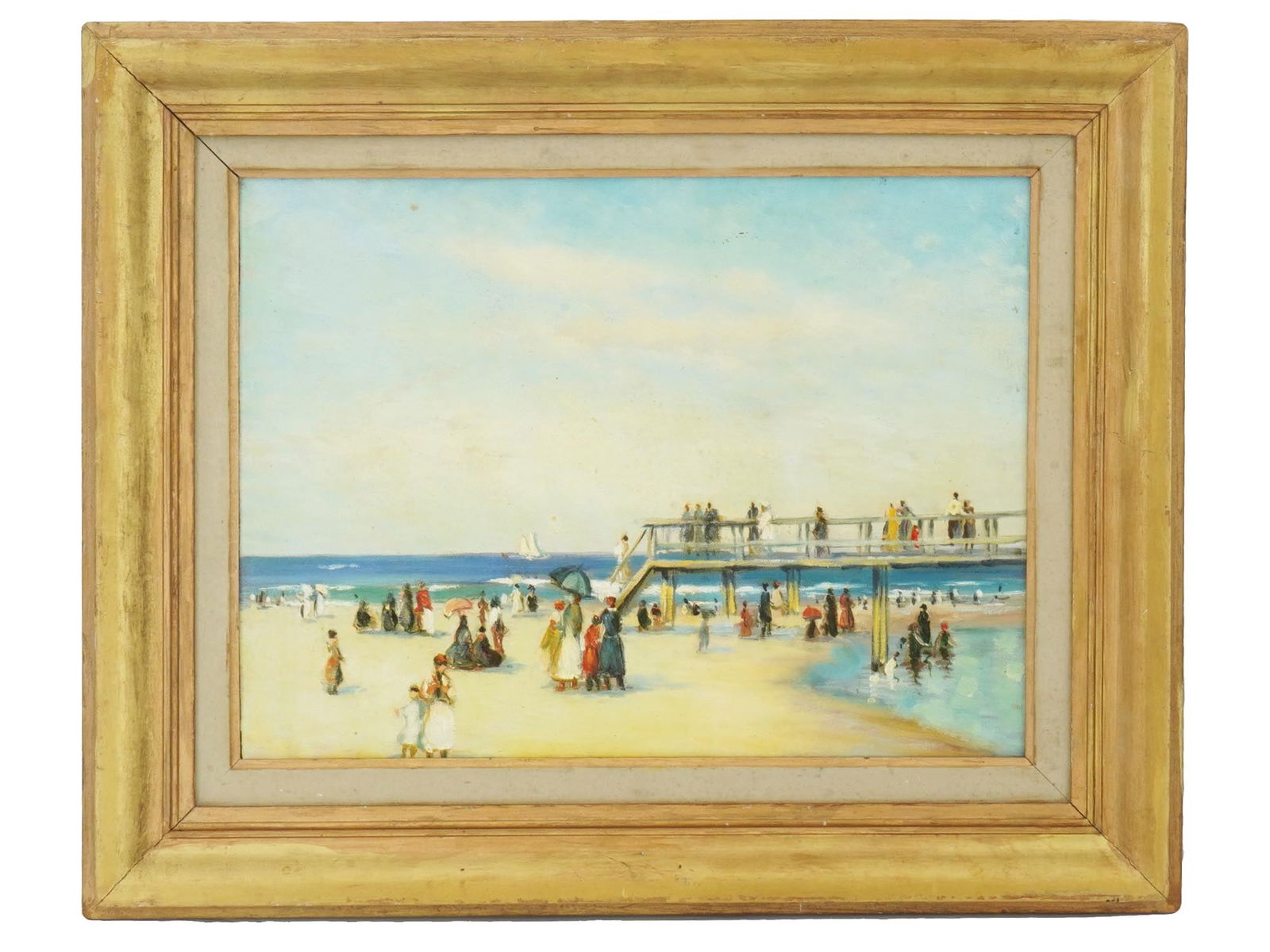 AMERICAN GLOUCESTER HARBOR LANDSCAPE OIL PAINTING (1 of 4)