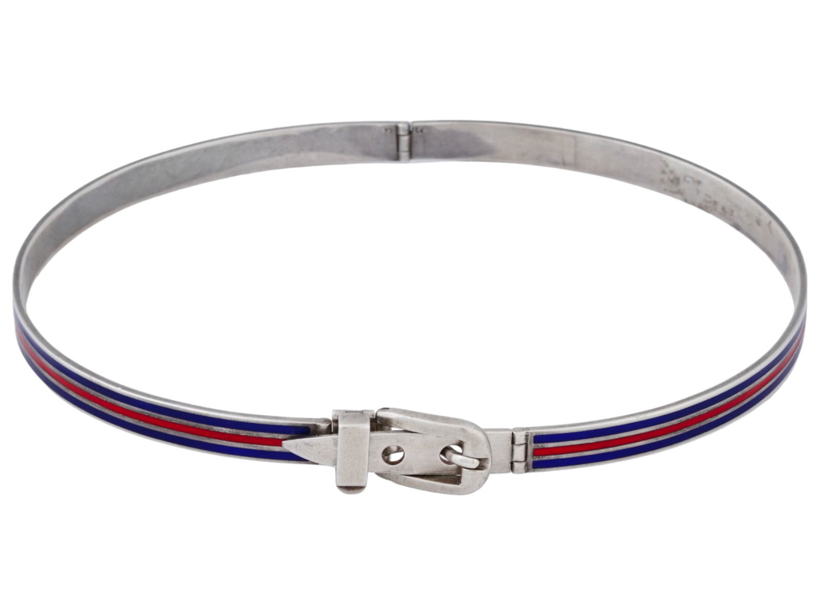 1970S GUCCI STERLING SILVER ENAMEL BUCKLE NECKLACE (1 of 4)