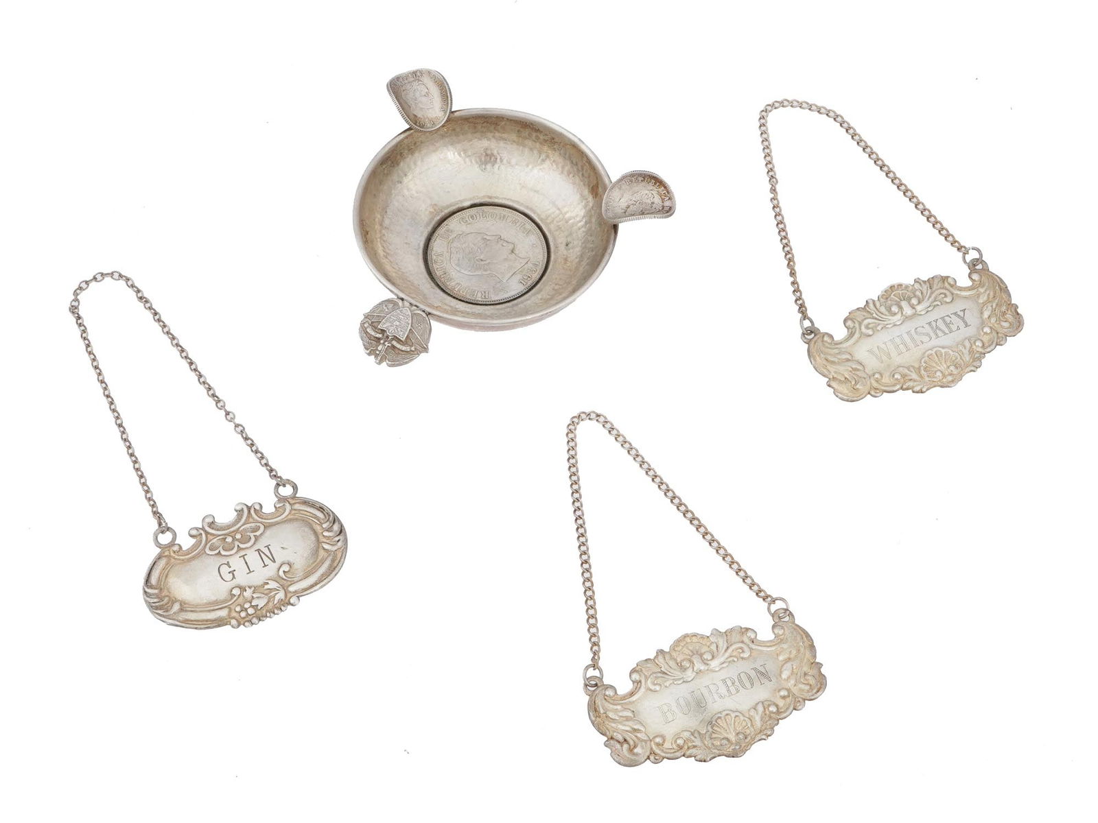 STERLING SILVER LABELS AND COLUMBIAN ASHTRAY (1 of 10)