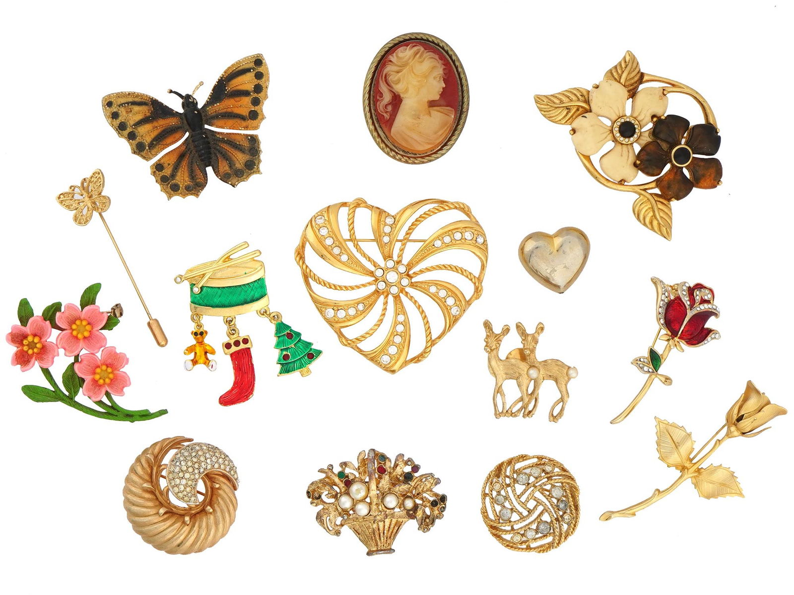 COLLECTION OF ASSORTED COSTUME JEWELRY BROOCHES (1 of 8)