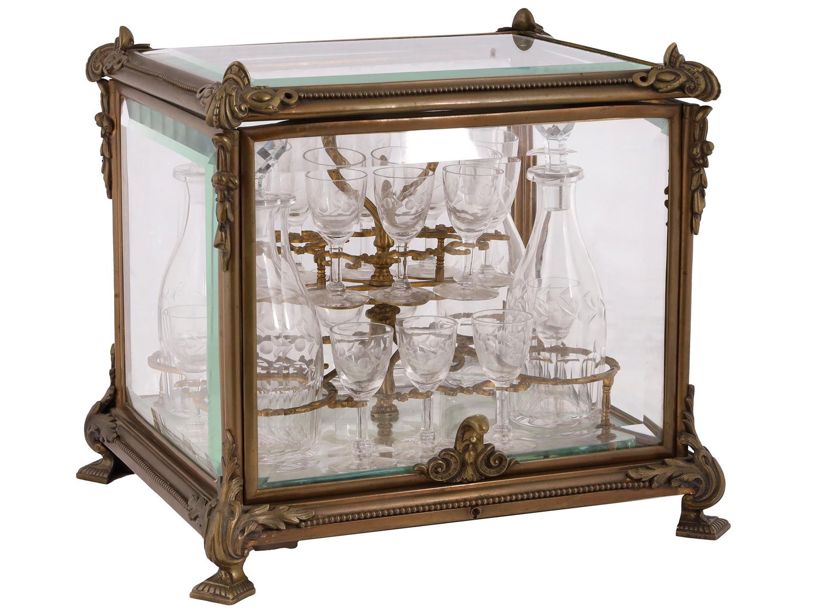 ANTIQUE FRENCH GILT BRONZE TANTALUS WITH BAR SET (1 of 8)