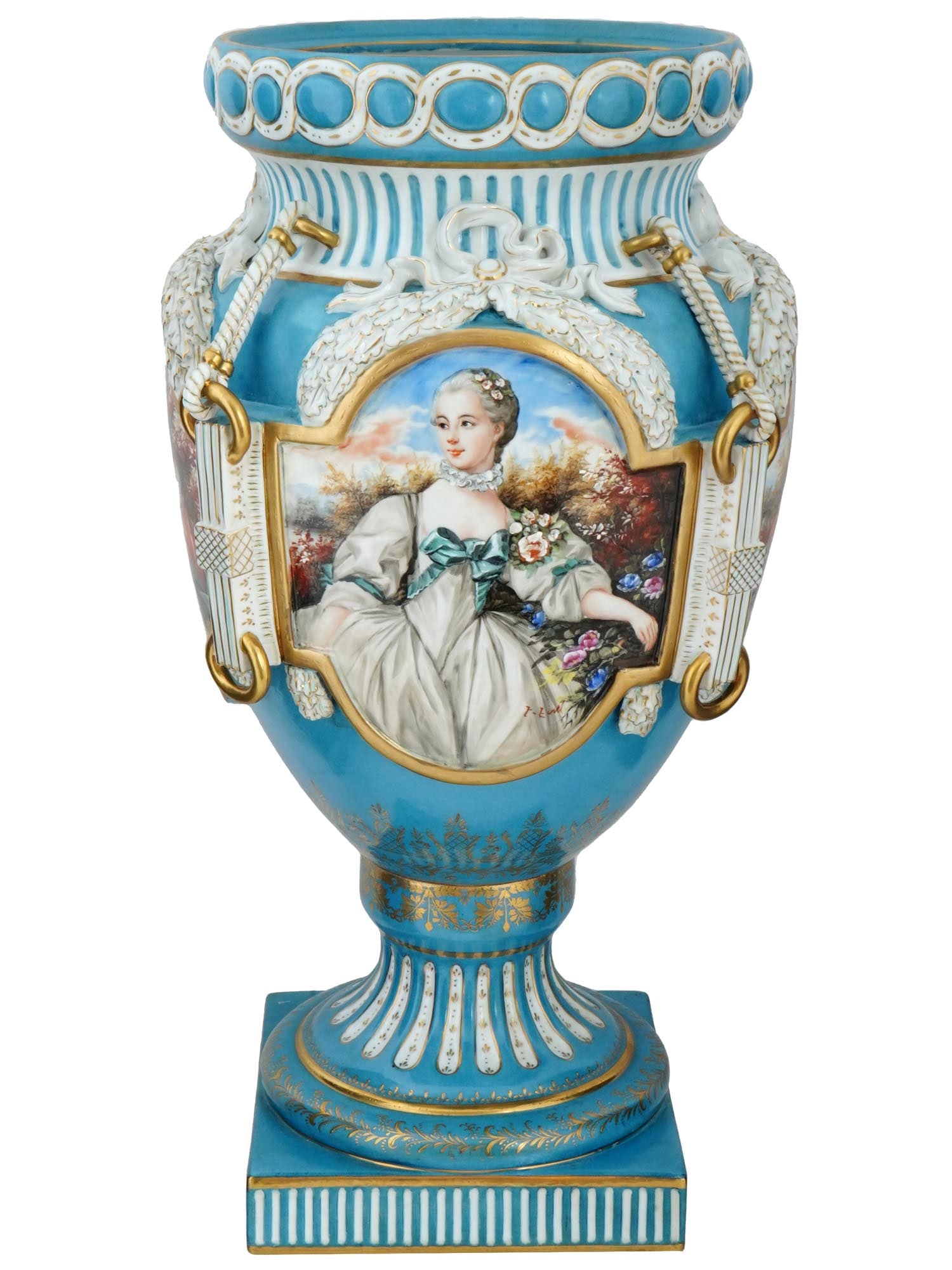 GERMAN DRESDEN PORTRAIT HAND PAINTED PORCELAIN VASE (1 of 12)