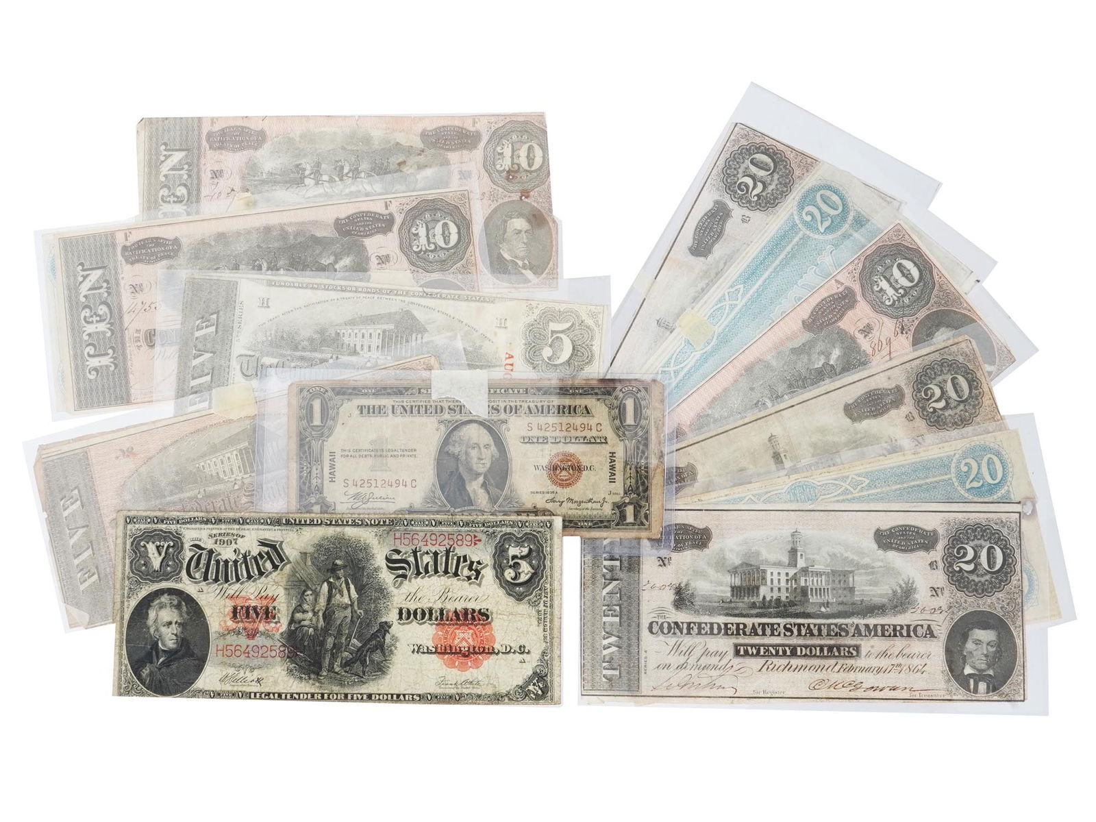 COLLECTION OF 12 AMERICAN PAPER MONEY BANKNOTES (1 of 7)