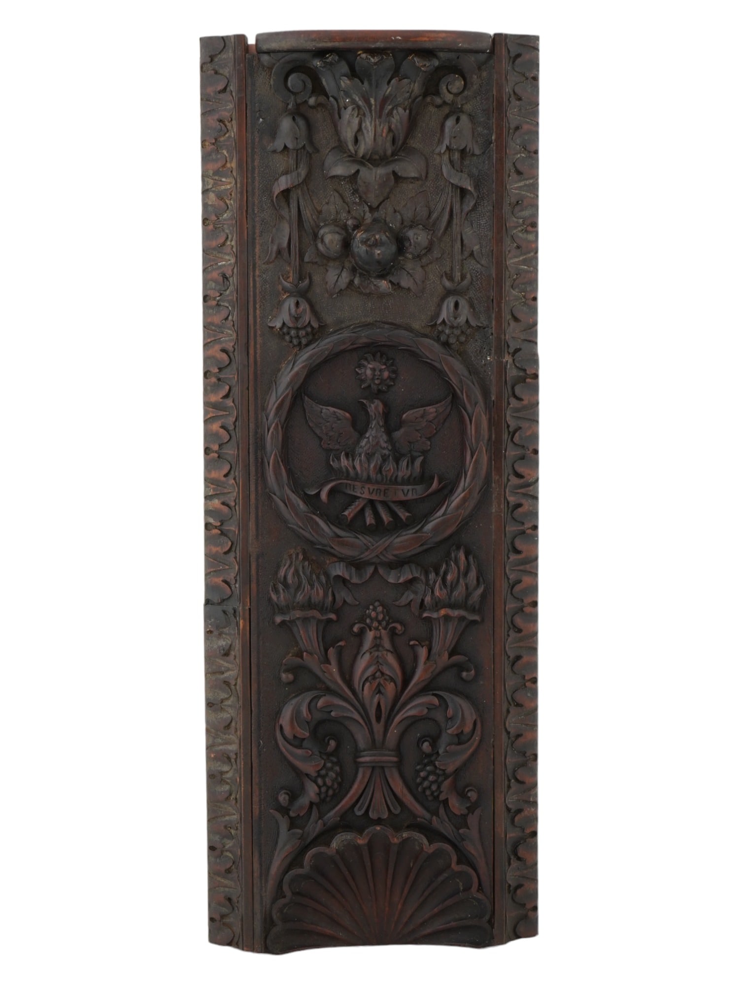 ANTIQUE OAK CARVED FLORAL AND BIRD DESIGN PANEL (1 of 5)