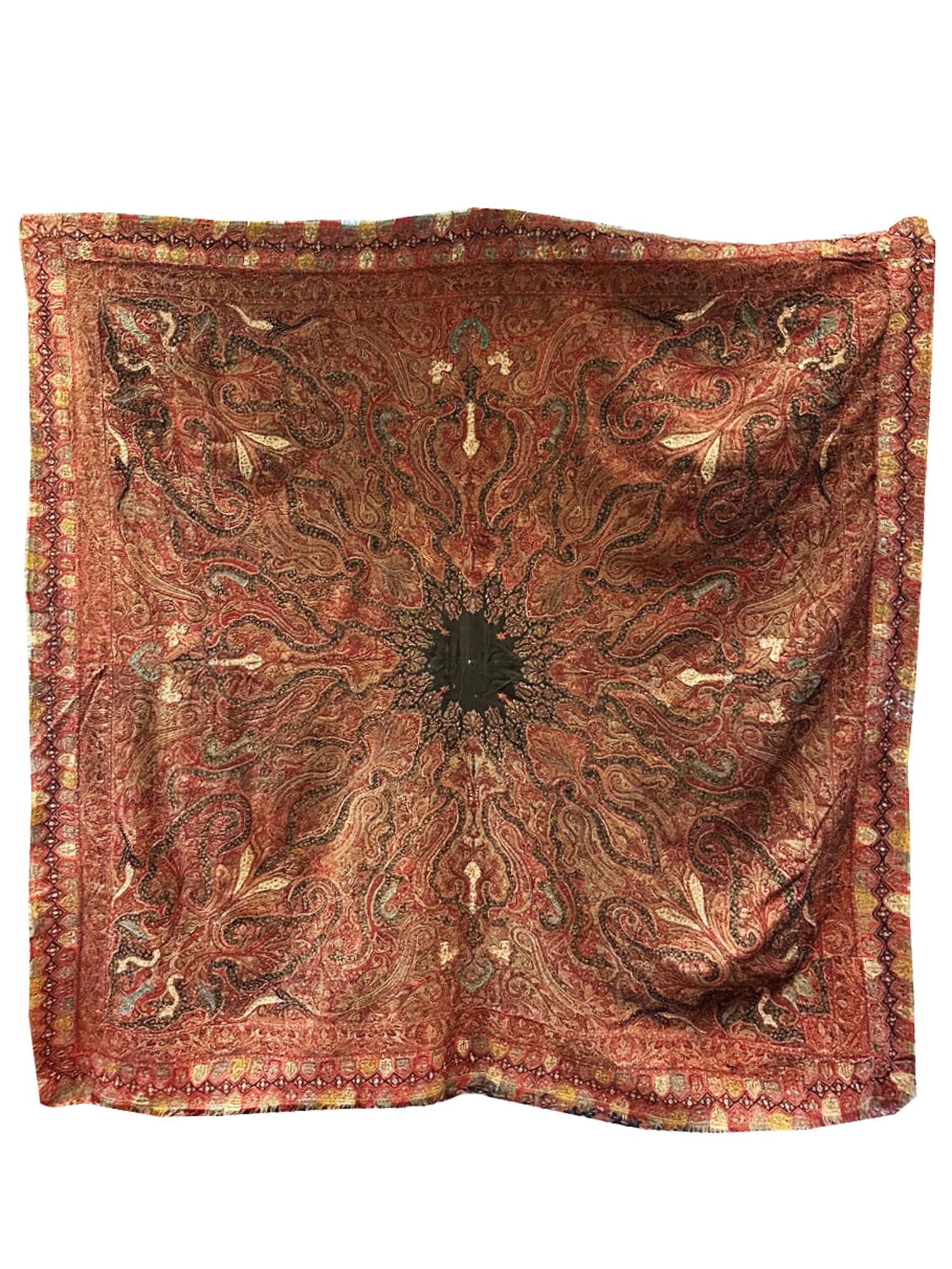 ANTIQUE 19TH C KASHMIRIAN HAND WOVEN WOOL SHAWL (1 of 6)