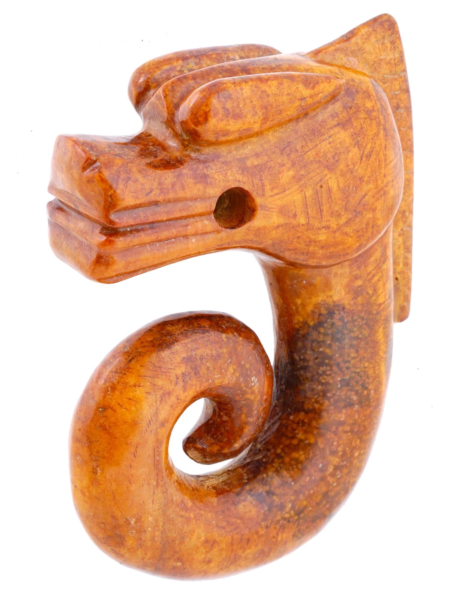 ANTIQUE CHINESE DRAGON CARVED JADE AMULET PENDANT (1 of 8)