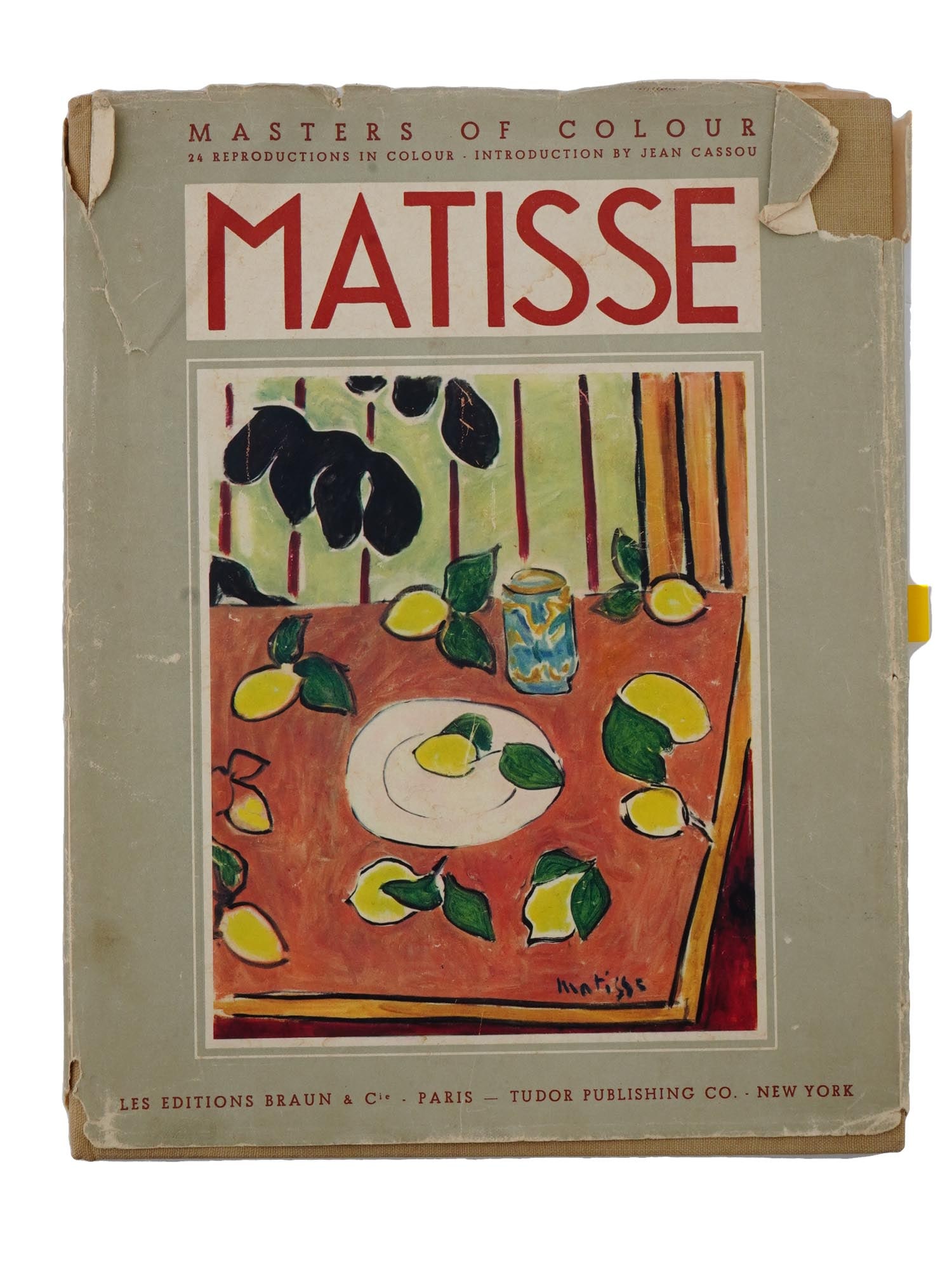 1948 MASTERS OF COLOUR MATISSE ALBUM WITH AUTHOGRAPH: Paintings and Drawings of Matisse. Masters of Colour series. Published by Les Editions Braun et Cie, Paris and Tudor Publishing Co., New York in 1948. Hardcover book in original dust jacket. With a cr