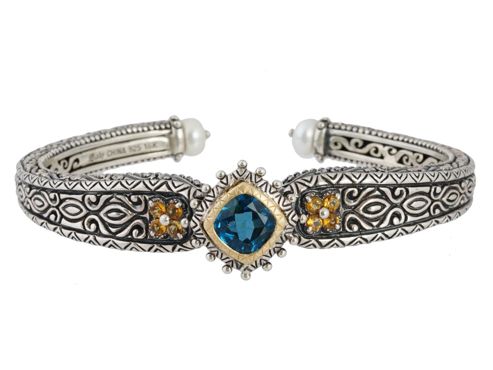 BARBARA BIXBY STERLING 18K GOLD GEMS CUFF BRACELET (1 of 6)