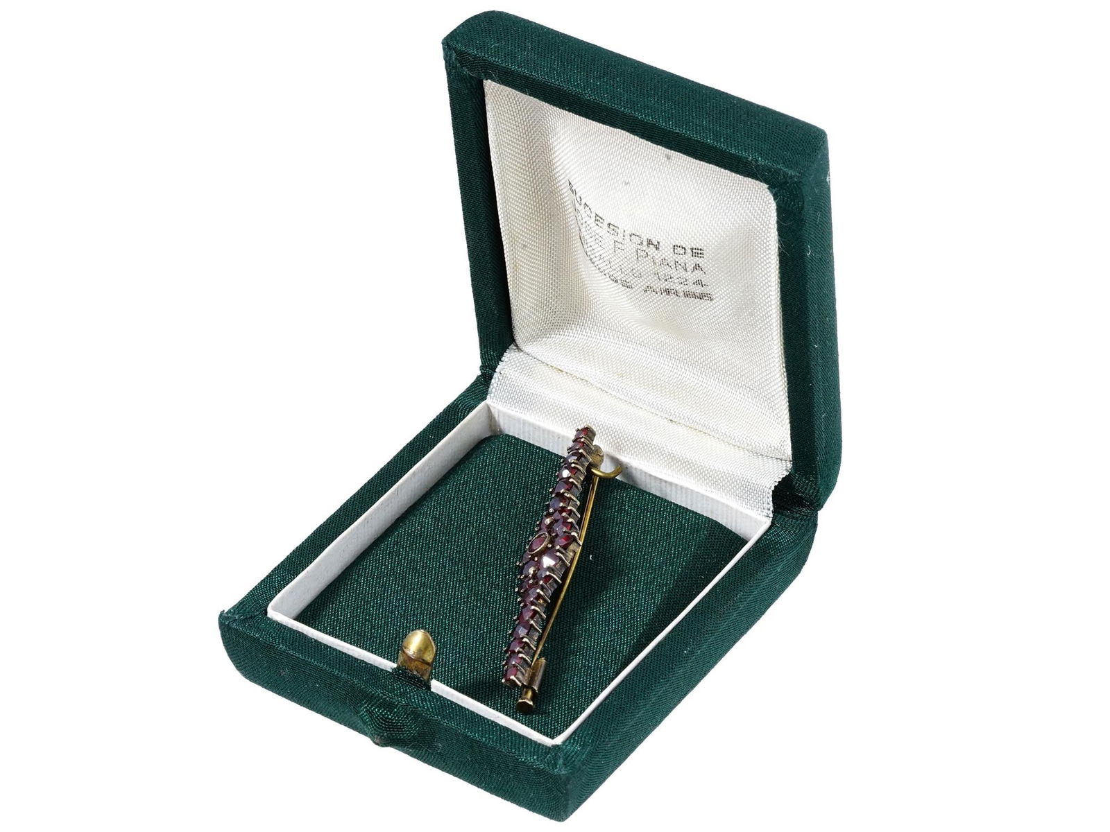 ANTIQUE VICTORIAN 14K GOLD AND GARNET BAR BROOCH (1 of 10)