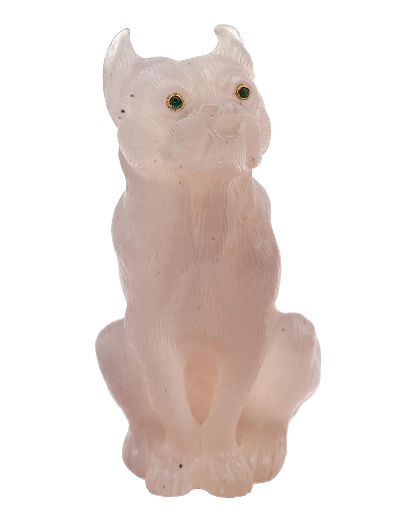 RUSSIAN CARVED CHALCEDONY EMERALD BULLDOG FIGURE (1 of 6)