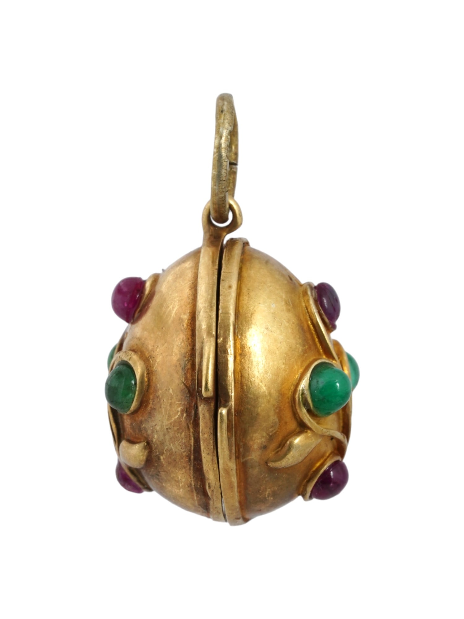 RUSSIAN GILT SILVER GEMSTONES EGG LOCKET PENDANT (1 of 9)