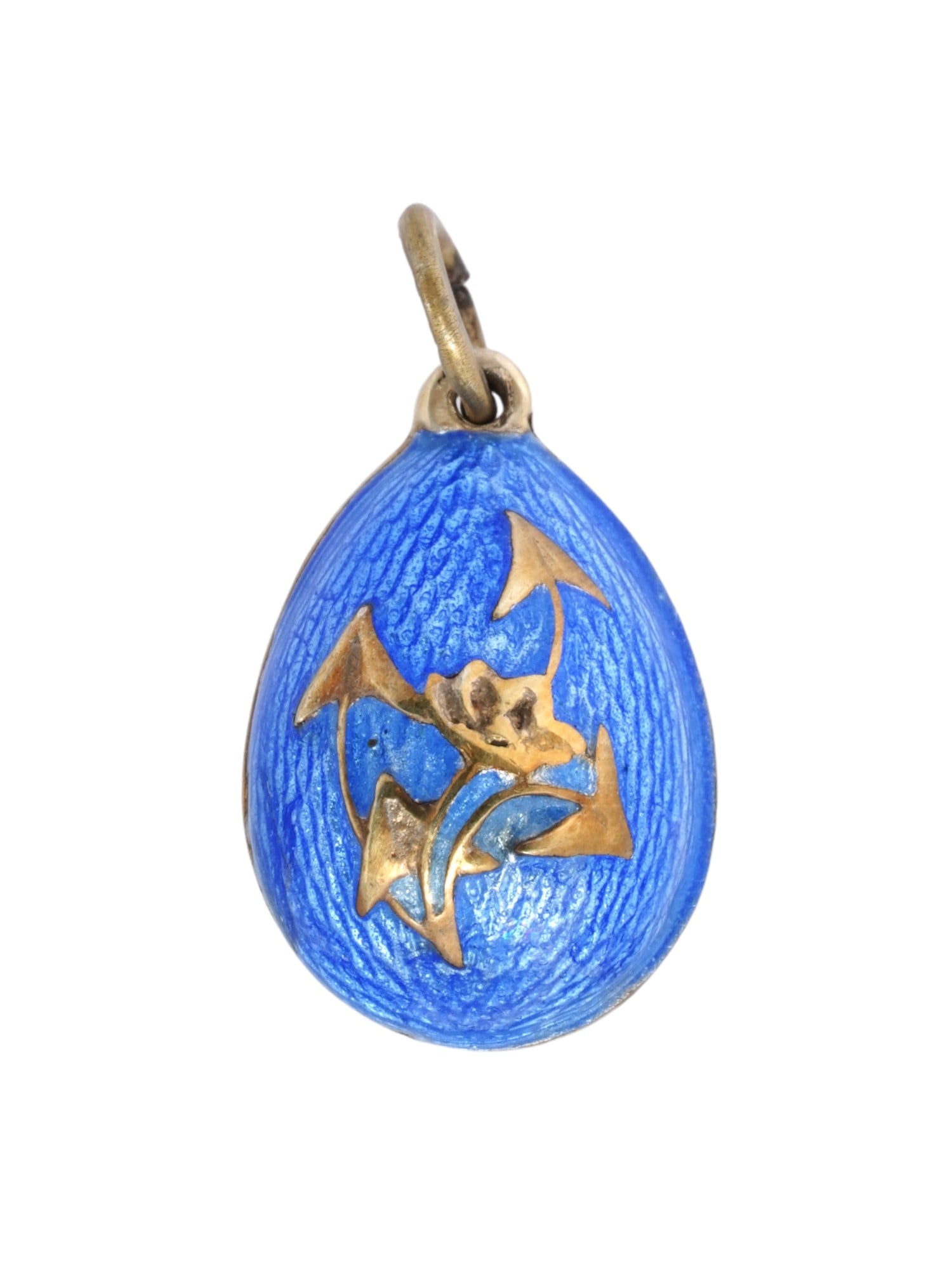 RUSSIAN GILT SILVER GUILLOCHE ENAMEL EGG PENDANT (1 of 5)
