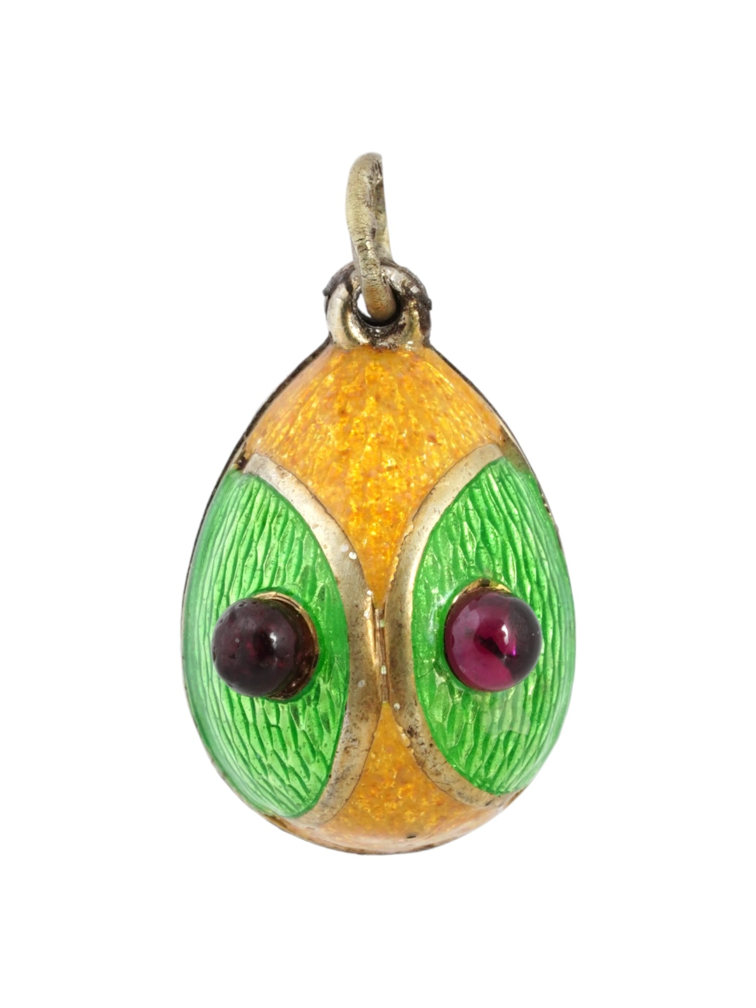 RUSSIAN SILVER GUILLOCHE ENAMEL RUBIES EGG PENDANT (1 of 3)