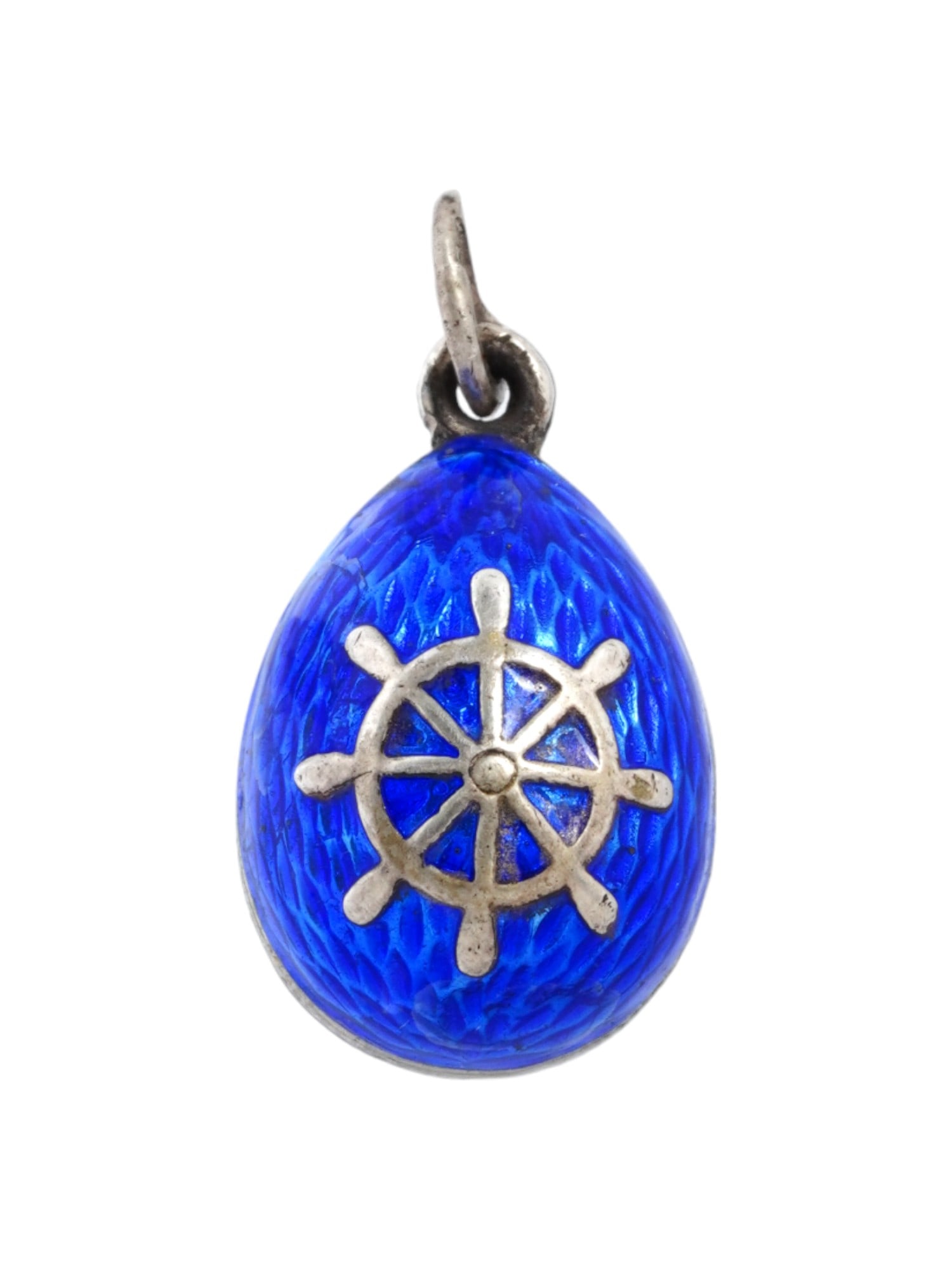 RUSSIAN SILVER GUILLOCHE ENAMEL EGG PENDANT (1 of 5)