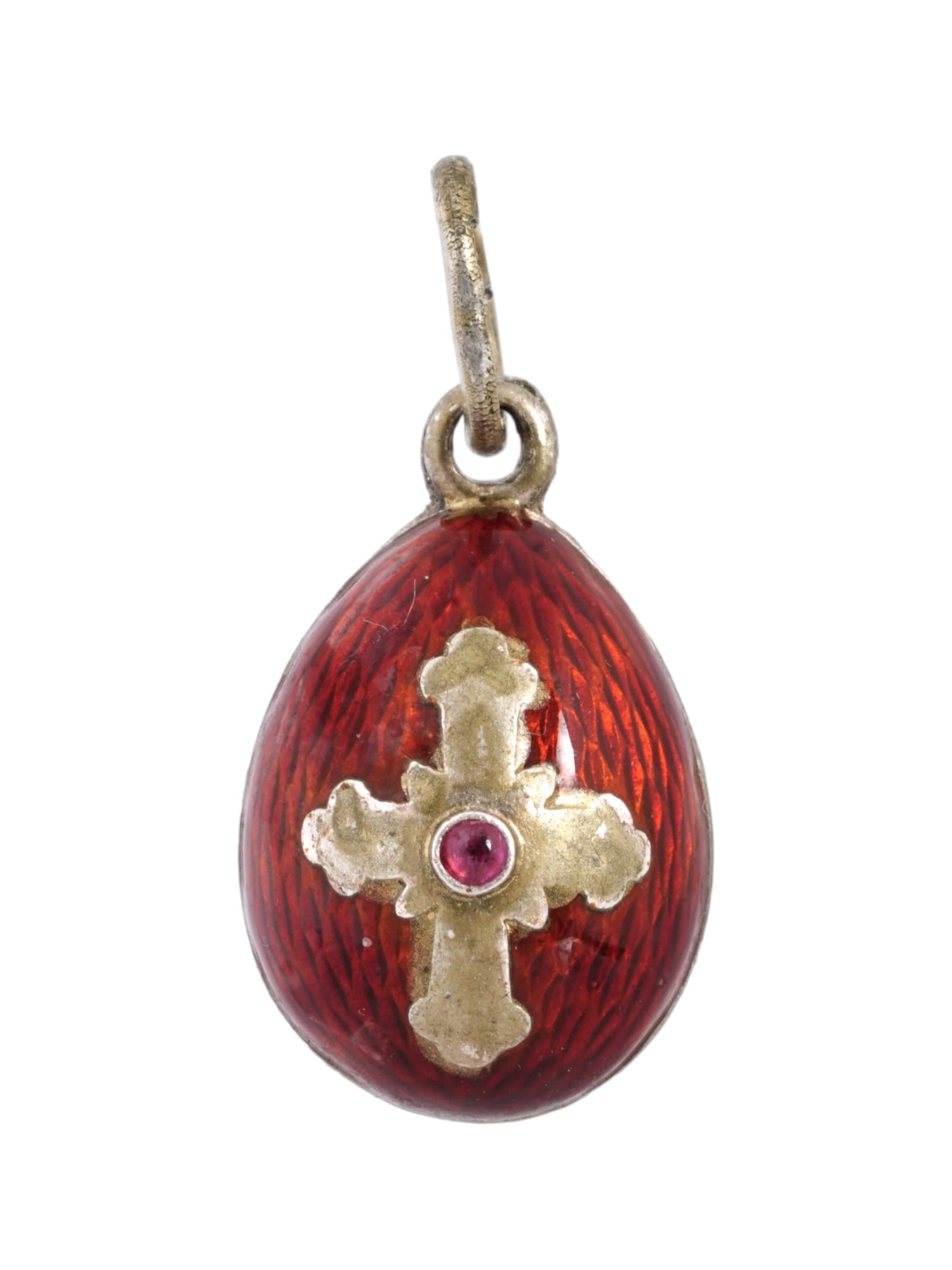 RUSSIAN 88 GILT SILVER ENAMEL EASTER EGG PENDANT CROSS (1 of 5)