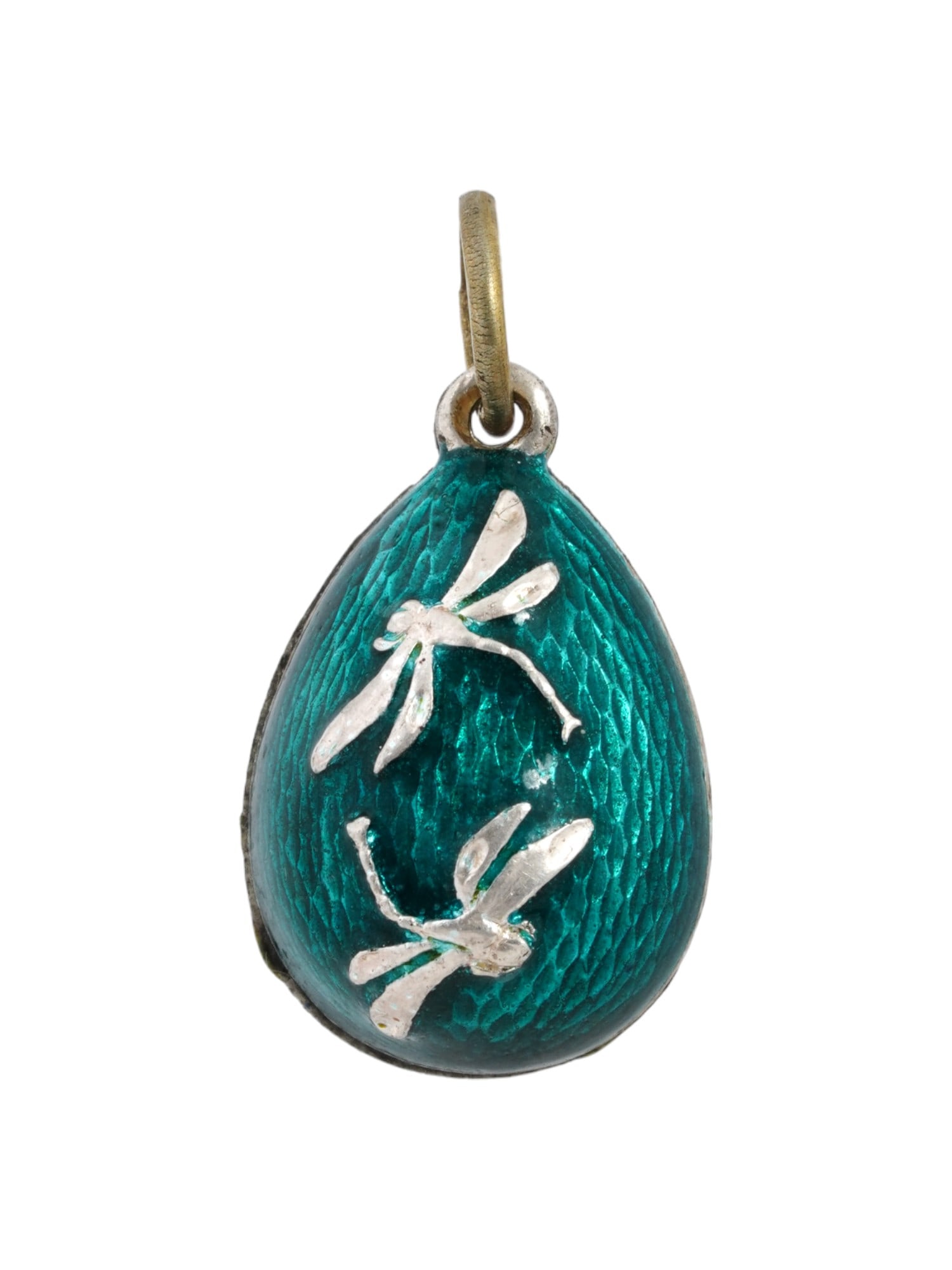 RUSSIAN 84 SILVER ENAMEL EASTER EGG PENDANT DRAGONFLIES (1 of 5)