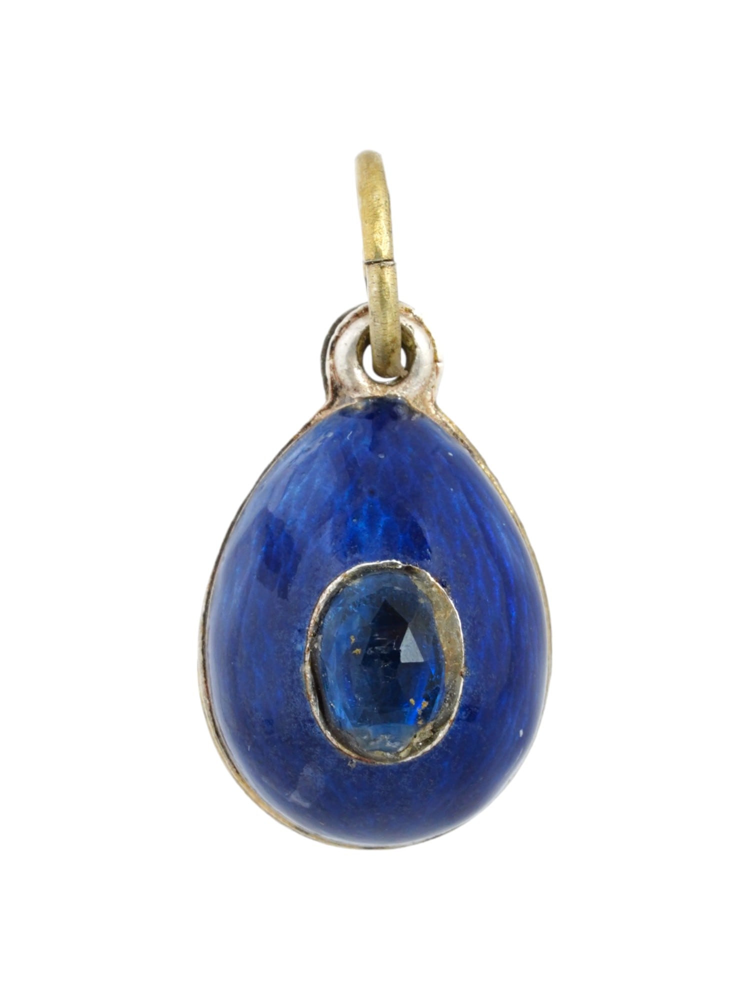 RUSSIAN GILT SILVER ENAMEL EASTER EGG PENDANT GEMSTONE (1 of 5)