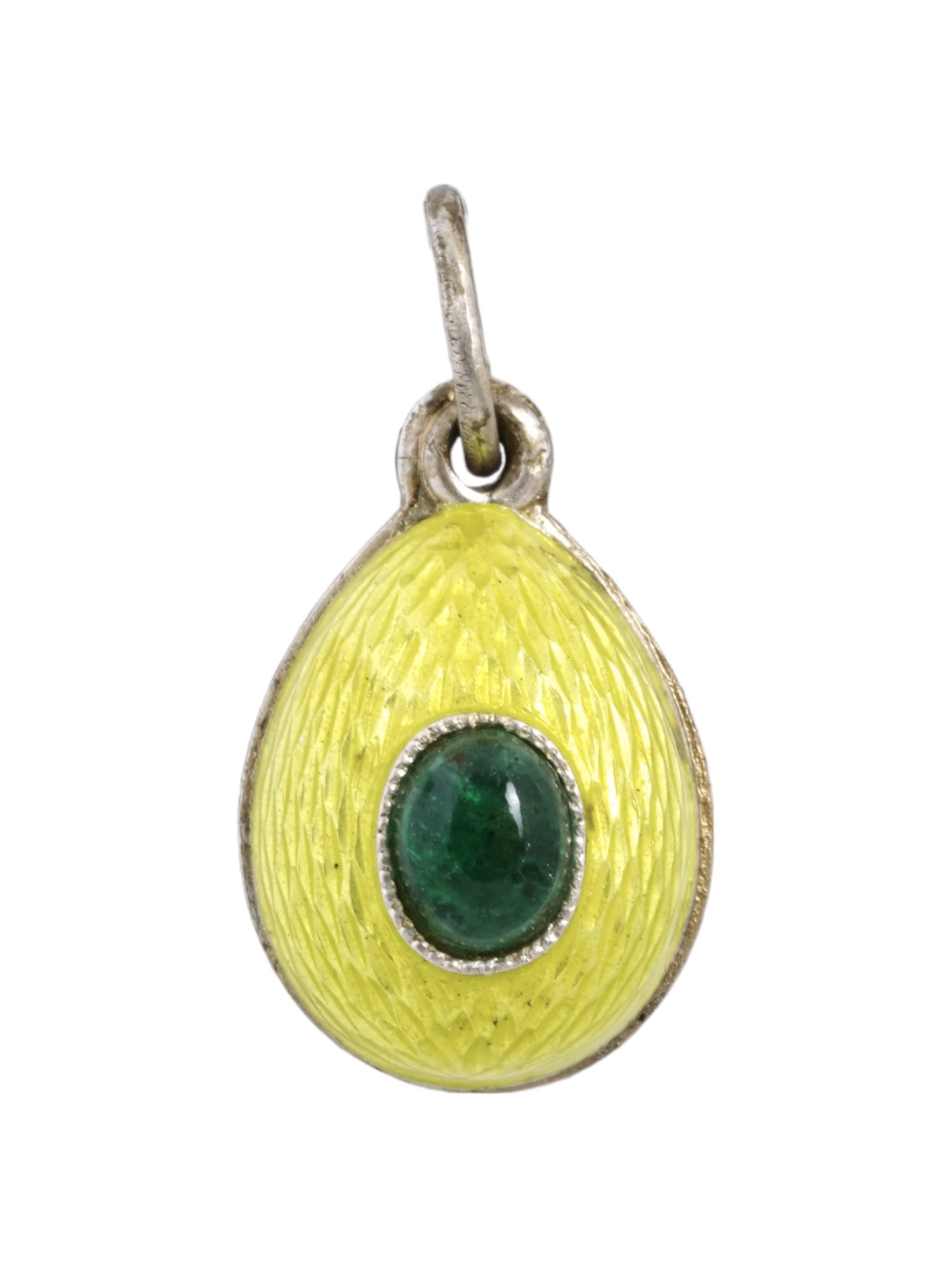 RUSSIAN 88 SILVER ENAMEL EGG PENDANT WITH EMERALDS (1 of 4)