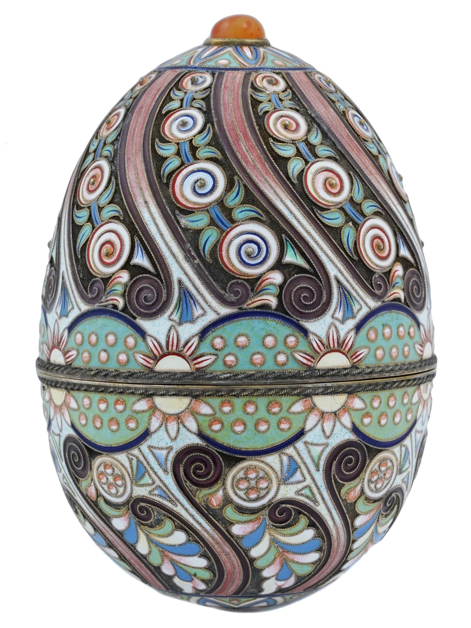 LARGE RUSSIAN GILT 84 SILVER AND ENAMEL EASTER EGG (1 of 8)