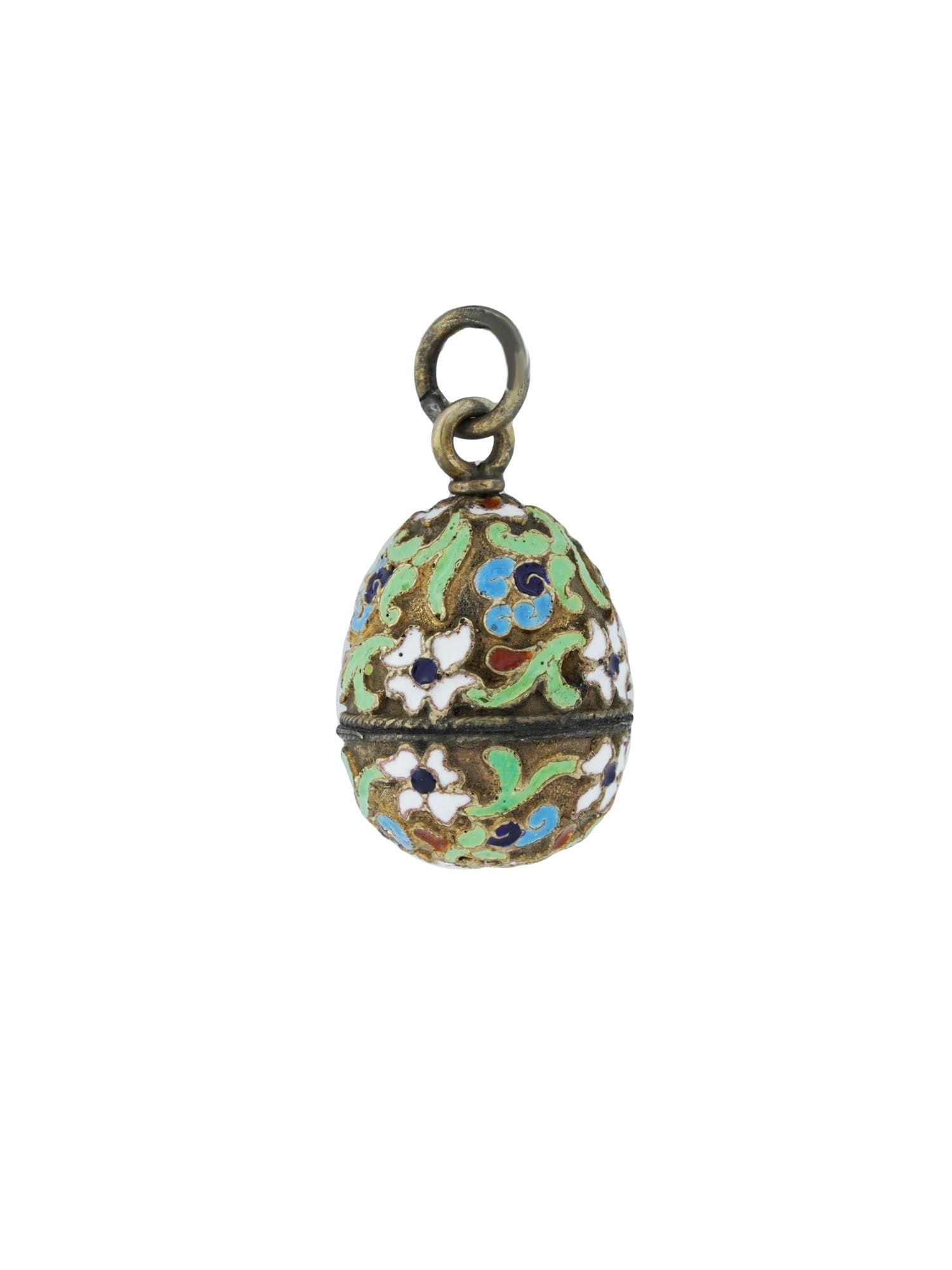 RUSSIAN 84 GILT SILVER ENAMEL EASTER EGG PENDANT (1 of 6)