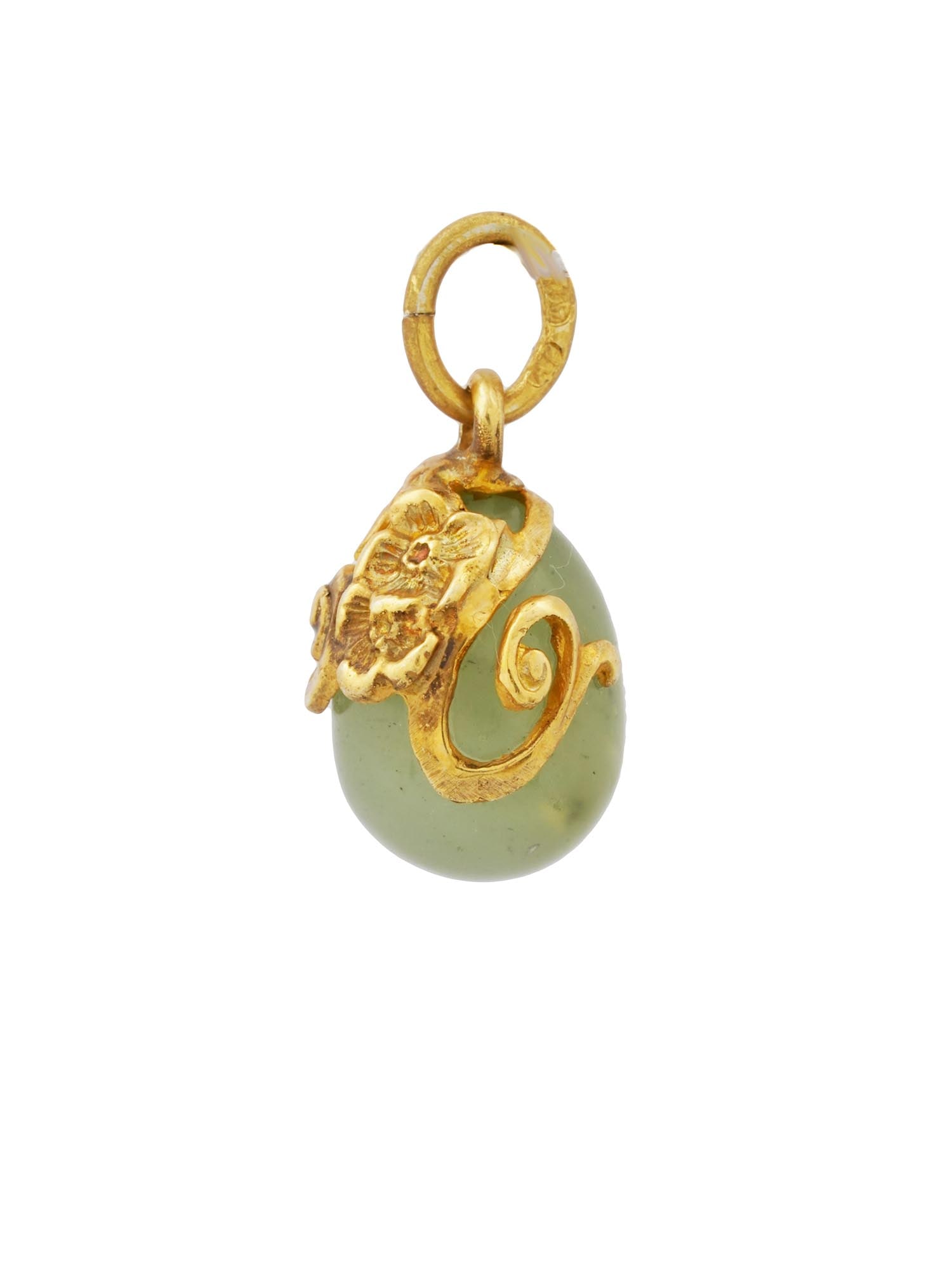 RUSSIAN 88 GILT SILVER CARVED JADE RUBY EGG PENDANT (1 of 6)