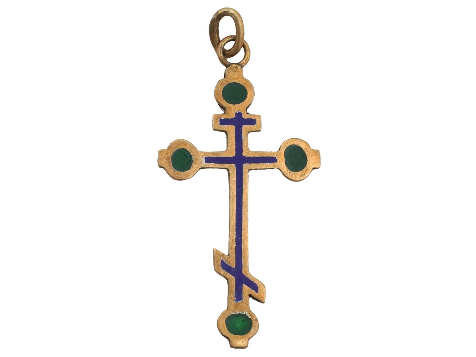RUSSIAN 84 GILT SILVER ENAMEL ORTHODOX CROSS PENDANT (1 of 3)