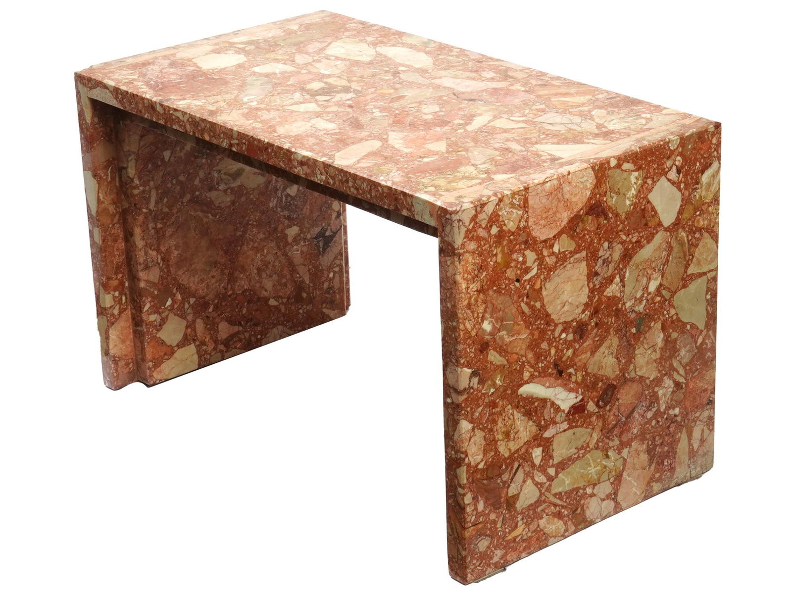 VINTAGE POLISHED ROSE SIENNA MARBLE LOW TABLE (1 of 8)