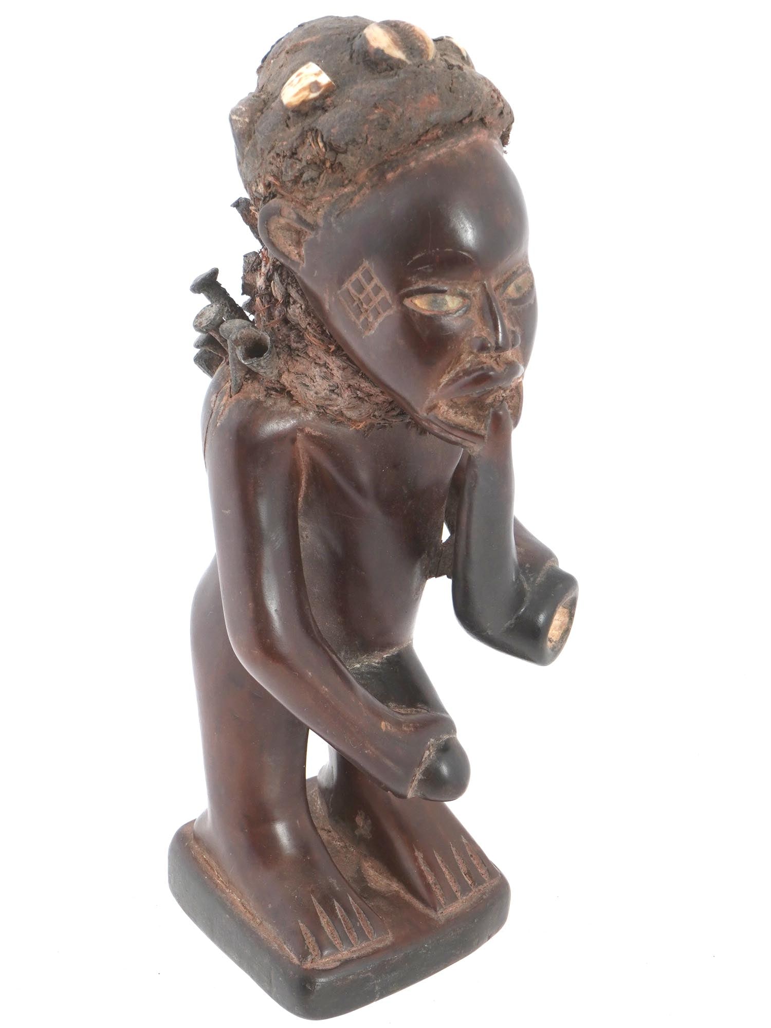 CENTRAL AFRICAN CONGO CARVED WOODEN NAIL FETISH (1 of 8)