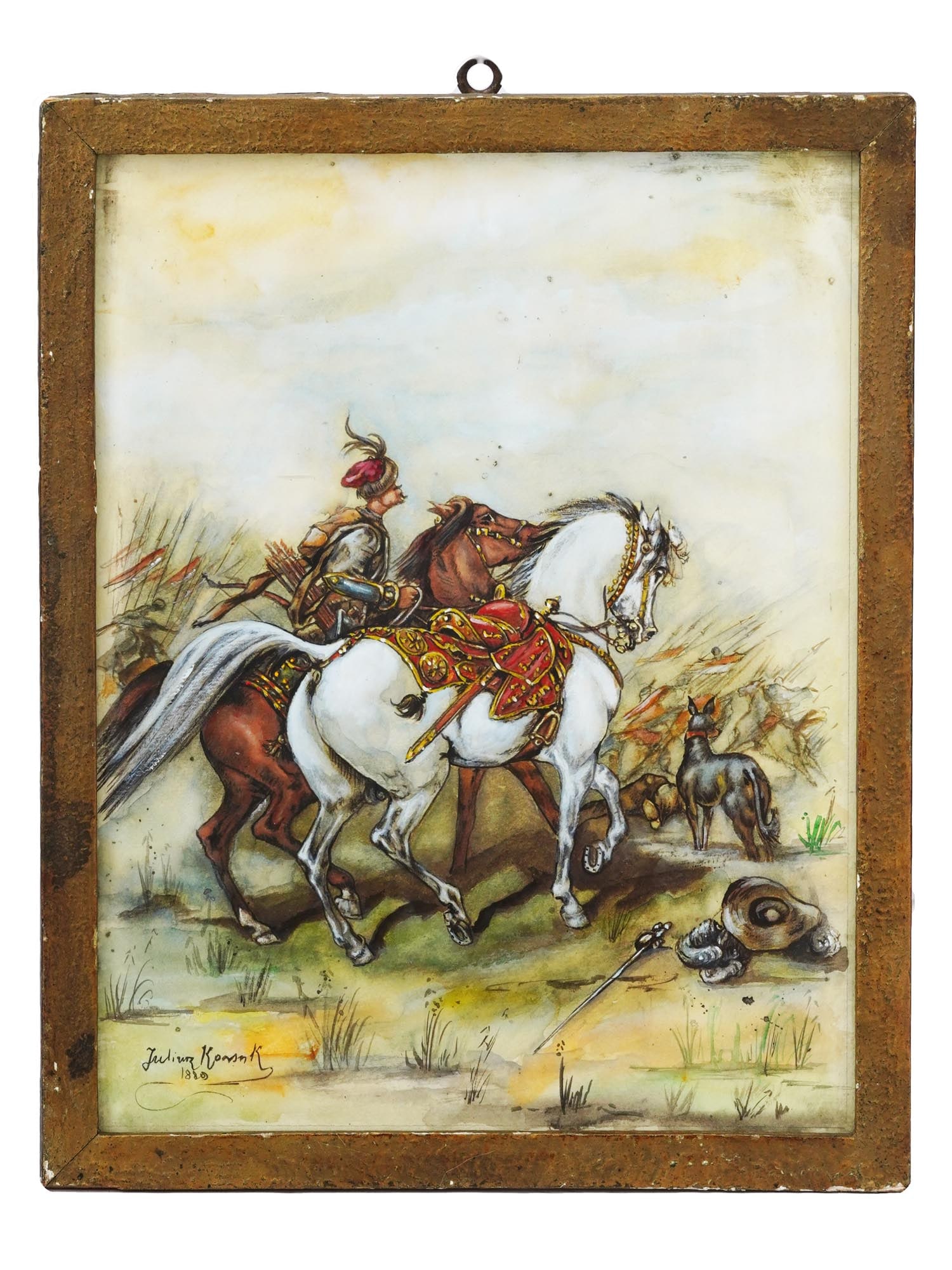 1889 POLISH WATERCOLOR PAINTING BY JULIUSZ KOSSAK (1 of 4)
